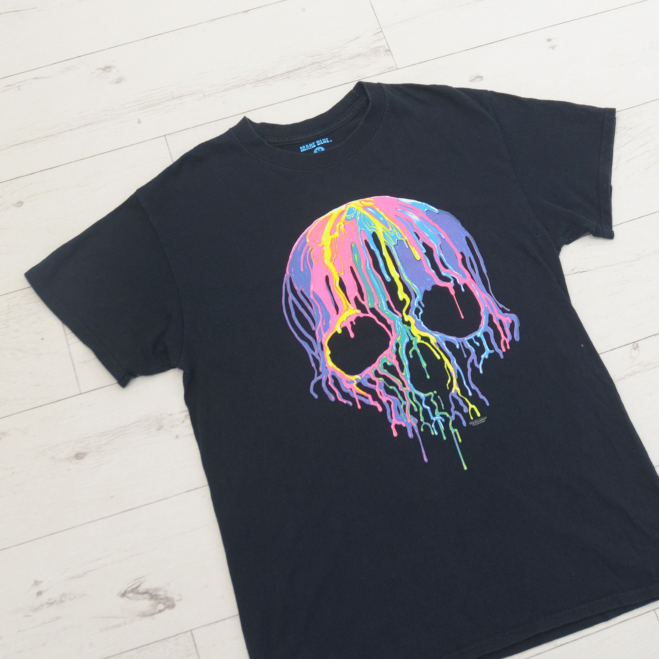 Japanese Brand Melting Skull Biker Motorcycle Gothic T-Shirt Tee NEON merc Size US M / EU 48-50 / 2 - 2 Thumbnail