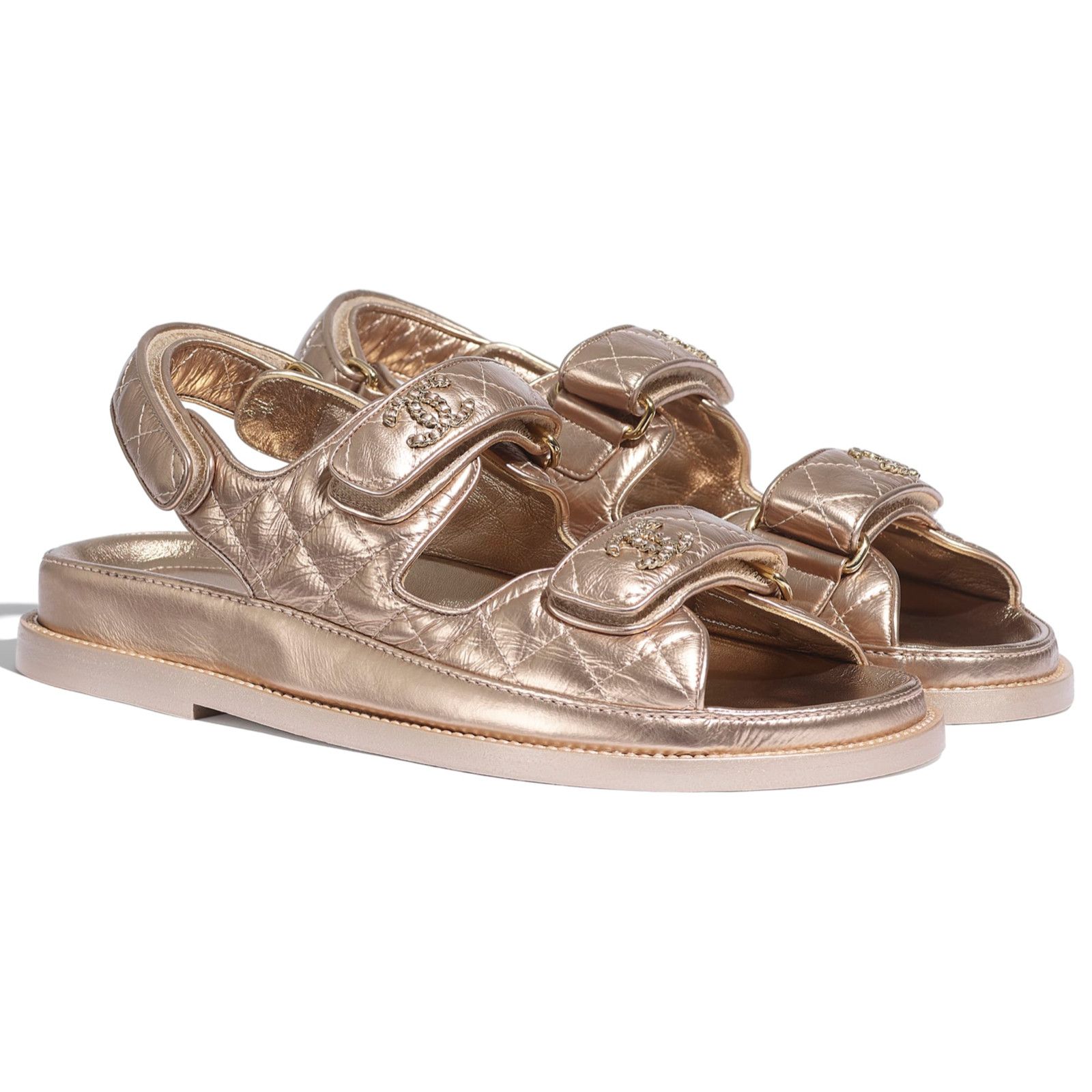 Chanel Chanel 21C Bronze Quilt Chain CC Logo Mule Slide Strap Size US 7.5 / IT 37.5 - 3 Thumbnail