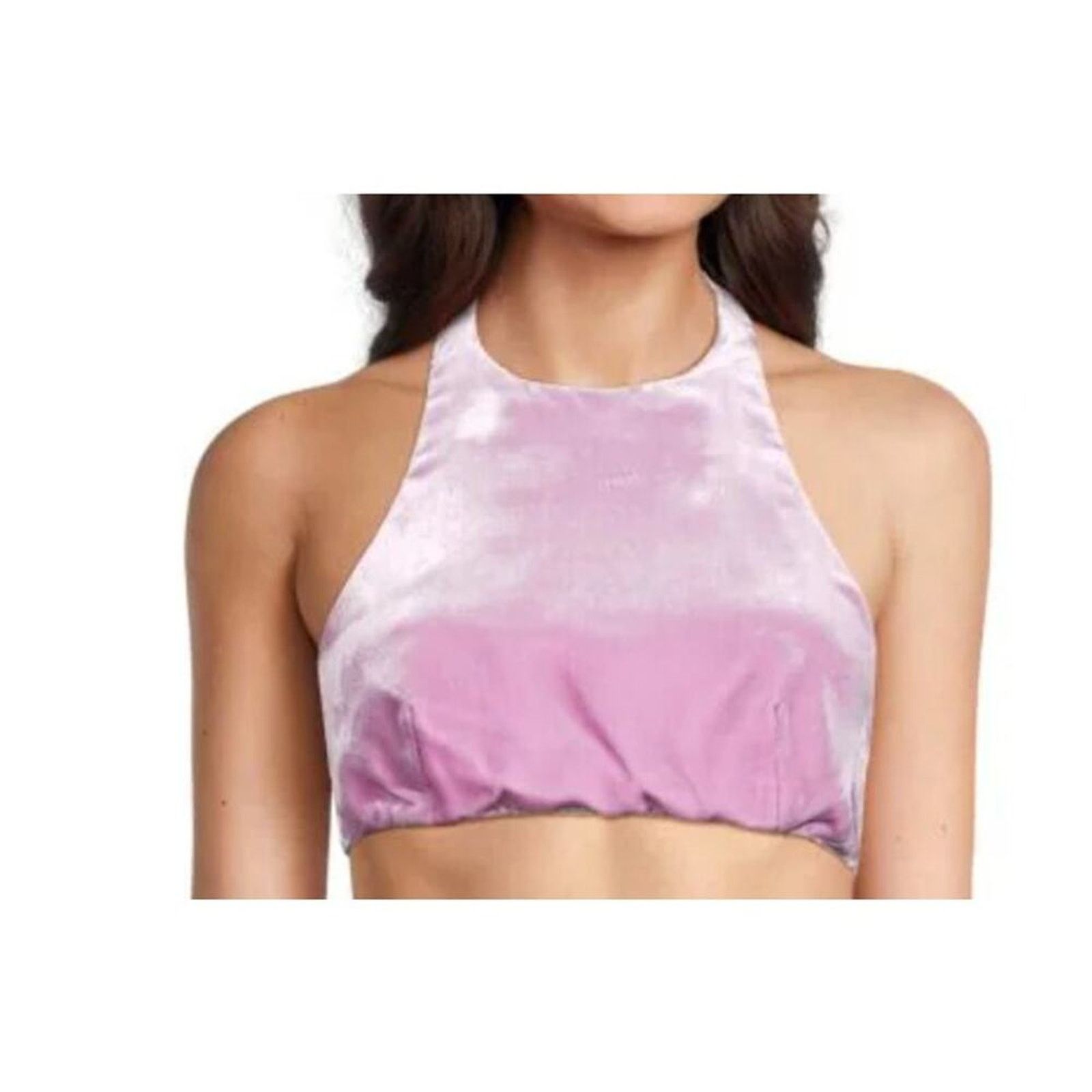 Valentino Valentino Velvet Halter Crop Top In Water Lilac Size L / US 10 / IT 46 - 1 Thumbnail