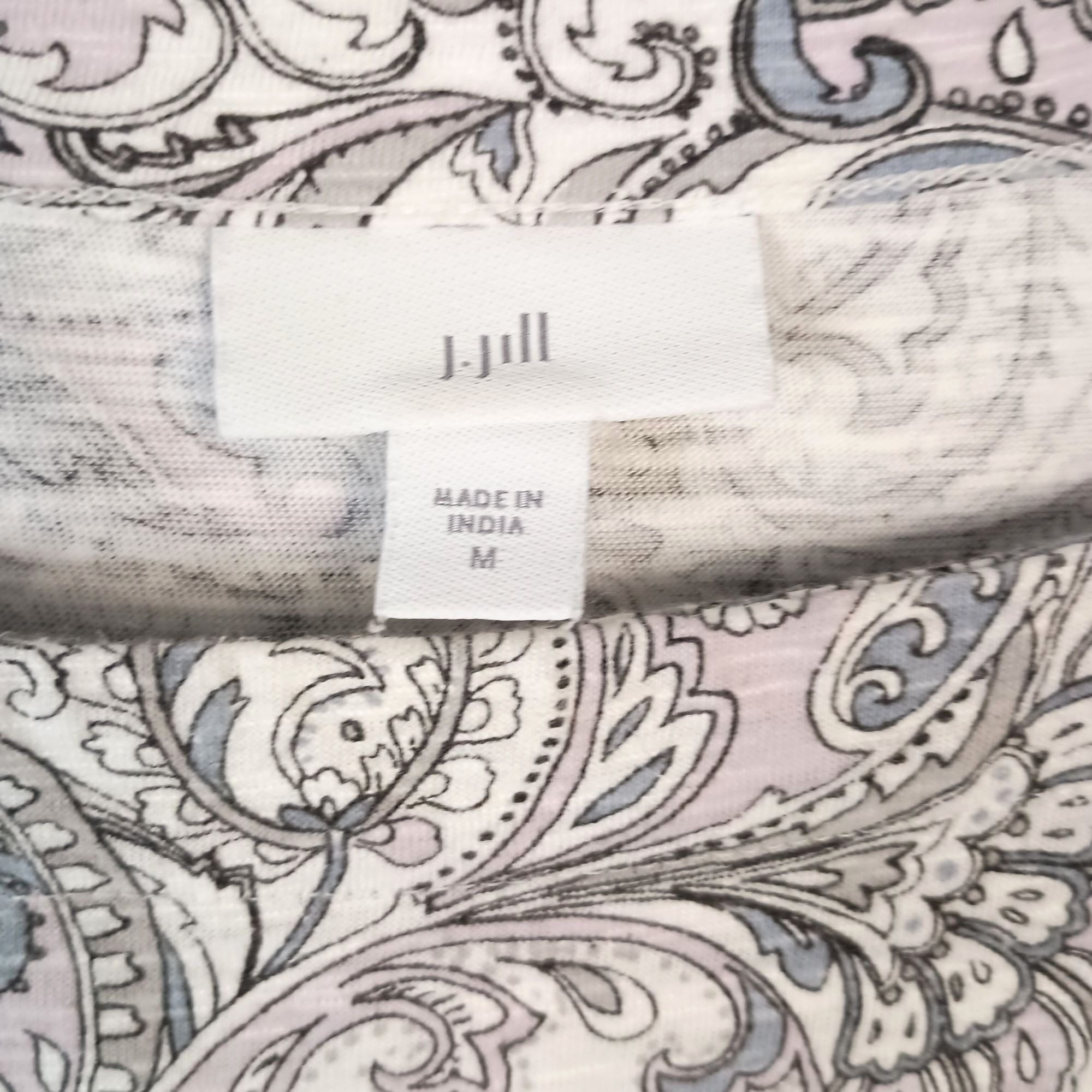 J. Jill J Jill Smocked Square Neck Top Women M Boho 3/4 Sleeve Cotto Size M / US 6-8 / IT 42-44 - 3 Thumbnail