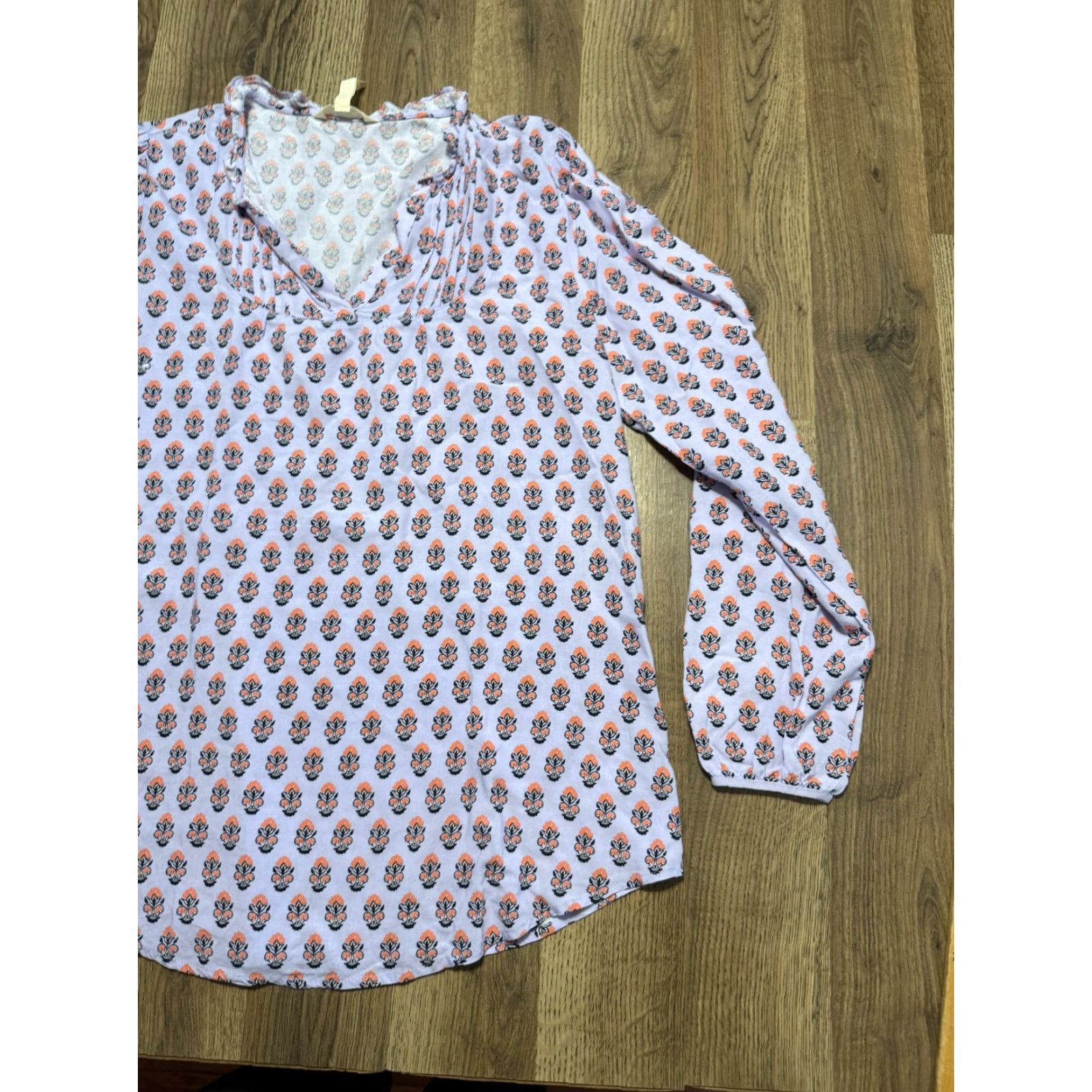 Vintage Matilda Jane Shirt Women's L Purple Orange Black Floral Long Sleeve V-neck T-Shirt Size L / US 10 / IT 46 - 2 Thumbnail