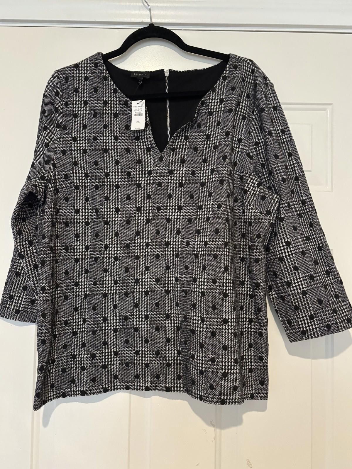 Designer Women's black /white Talbots zipper up sweater sz XL #609 Size XL / US 12-14 / IT 48-50 - 1 Thumbnail