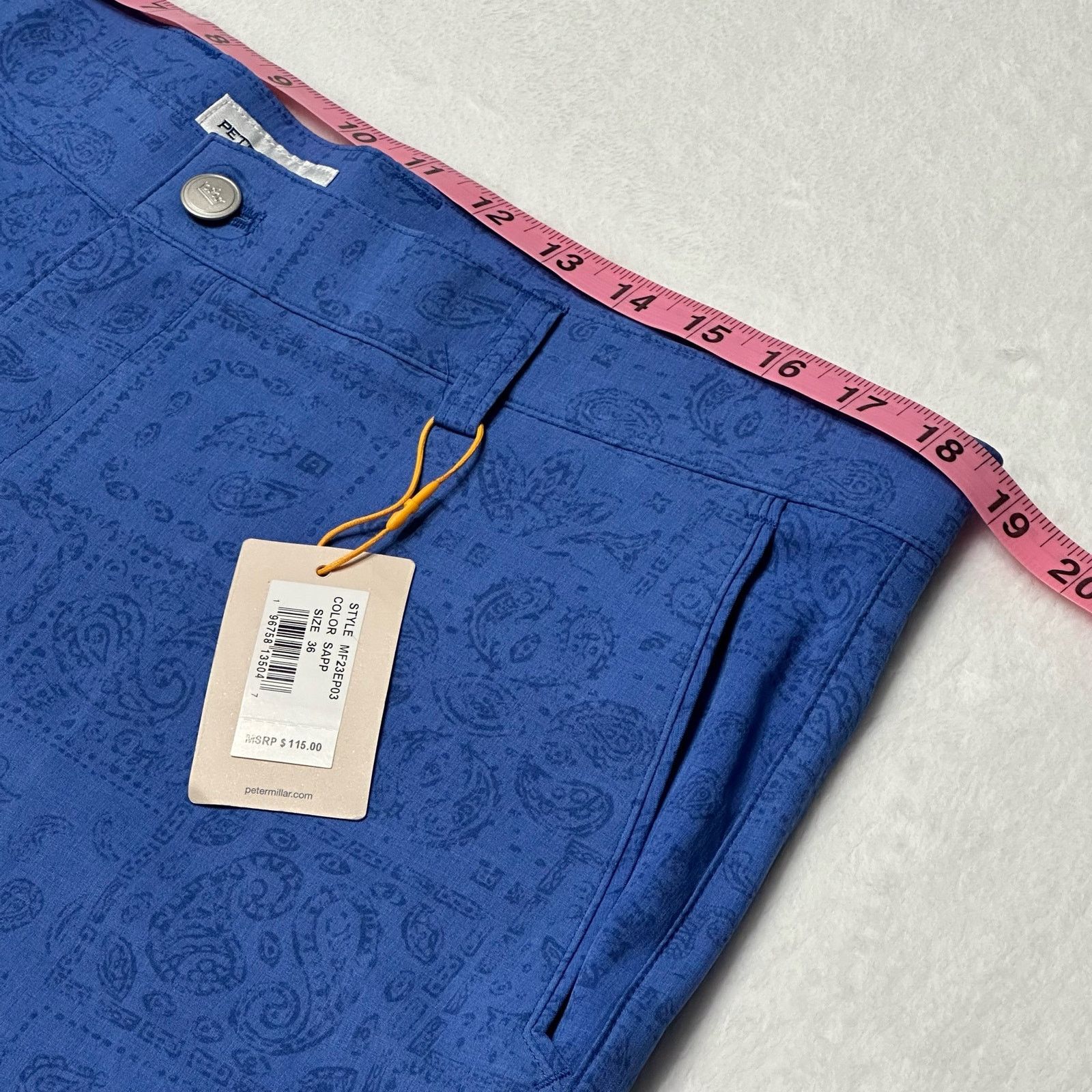 Peter Millar Peter Millar CS Men’s 36 Blue Bandana Quick Dry Golf Shorts Size US 36 / EU 52 - 9 Thumbnail