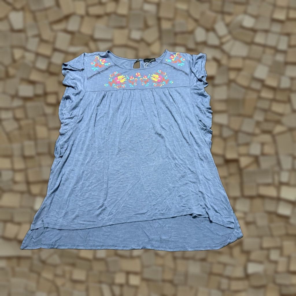 Vintage RXB Shirt Women's Large Blue Short Sleeve Embroidered T-Shirt Size L / US 10 / IT 46 - 1 Thumbnail