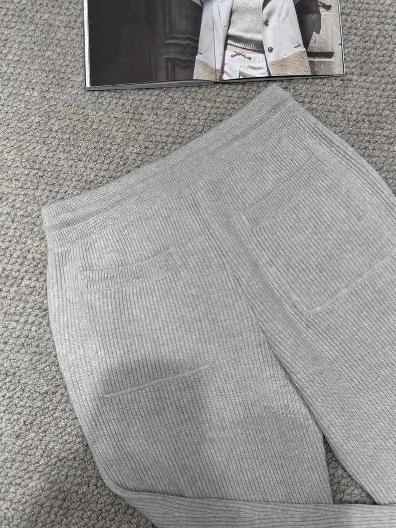 Brunello Cucinelli Brunello Cucinelli size M Grey Elastic Waist Knitted Pants Size US 26 / EU 42 - 5 Thumbnail
