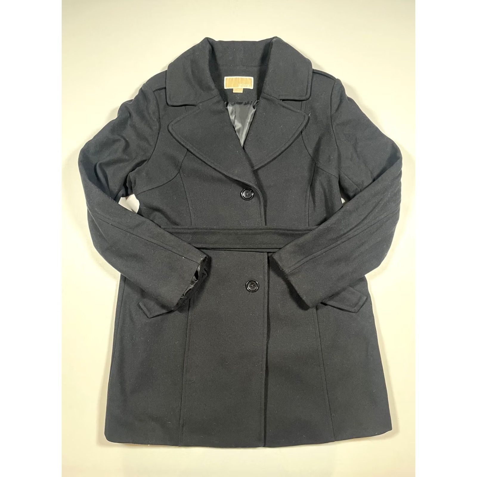 Michael Kors Michael Kors Coat Womens 12 Black Wool Blend Belted Peacoat Trench Size XL / US 12-14 / IT 48-50 - 2 Thumbnail