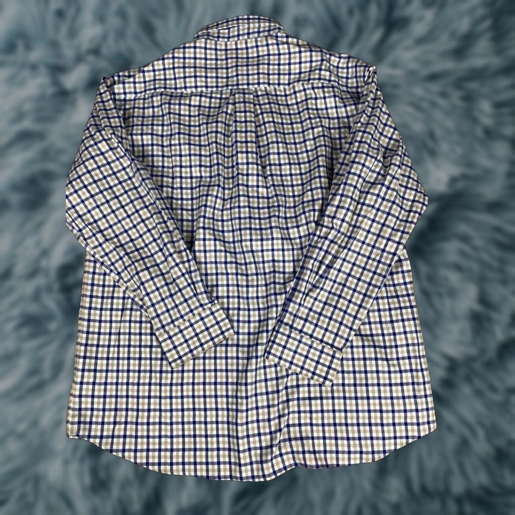 Vintage Hathaway Non Iron Mens XL Button-Down Long Sleeve Plaid Blue & Tan Shirt Mens XL Size US XL / EU 56 / 4 - 1 Thumbnail