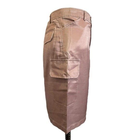 Vintage Blush Pink Satin Cargo Midi Skirt - M/ 30" waist Size 30" / US 8 / IT 44 - 3 Thumbnail