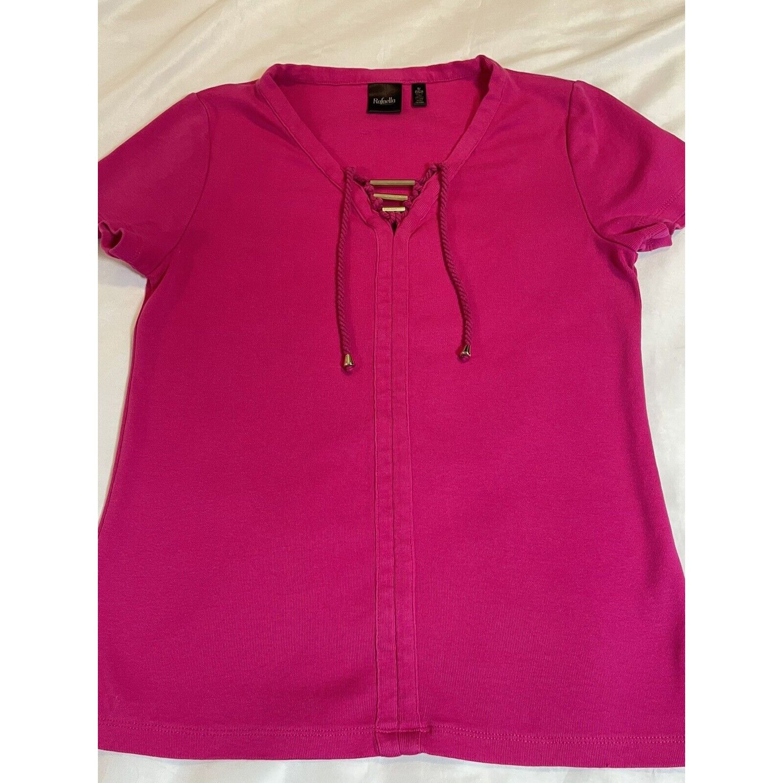 Other Rafaela V-Neck Gold Bar Pink Cotton Short Sleeve T Shirt Wom Size S / US 4 / IT 40 - 4 Thumbnail