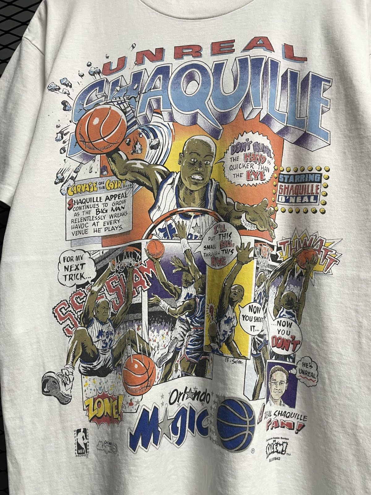 NBA Vintage 90s Shaquille O’neal Orlando Magic Comic T-Shirt. Size US L / EU 52-54 / 3 - 3 Thumbnail