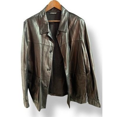 Other Vittorio Forti Mens Vintage Black Leather Coat. Size 52 Size US L / EU 52-54 / 3 - 1 Thumbnail