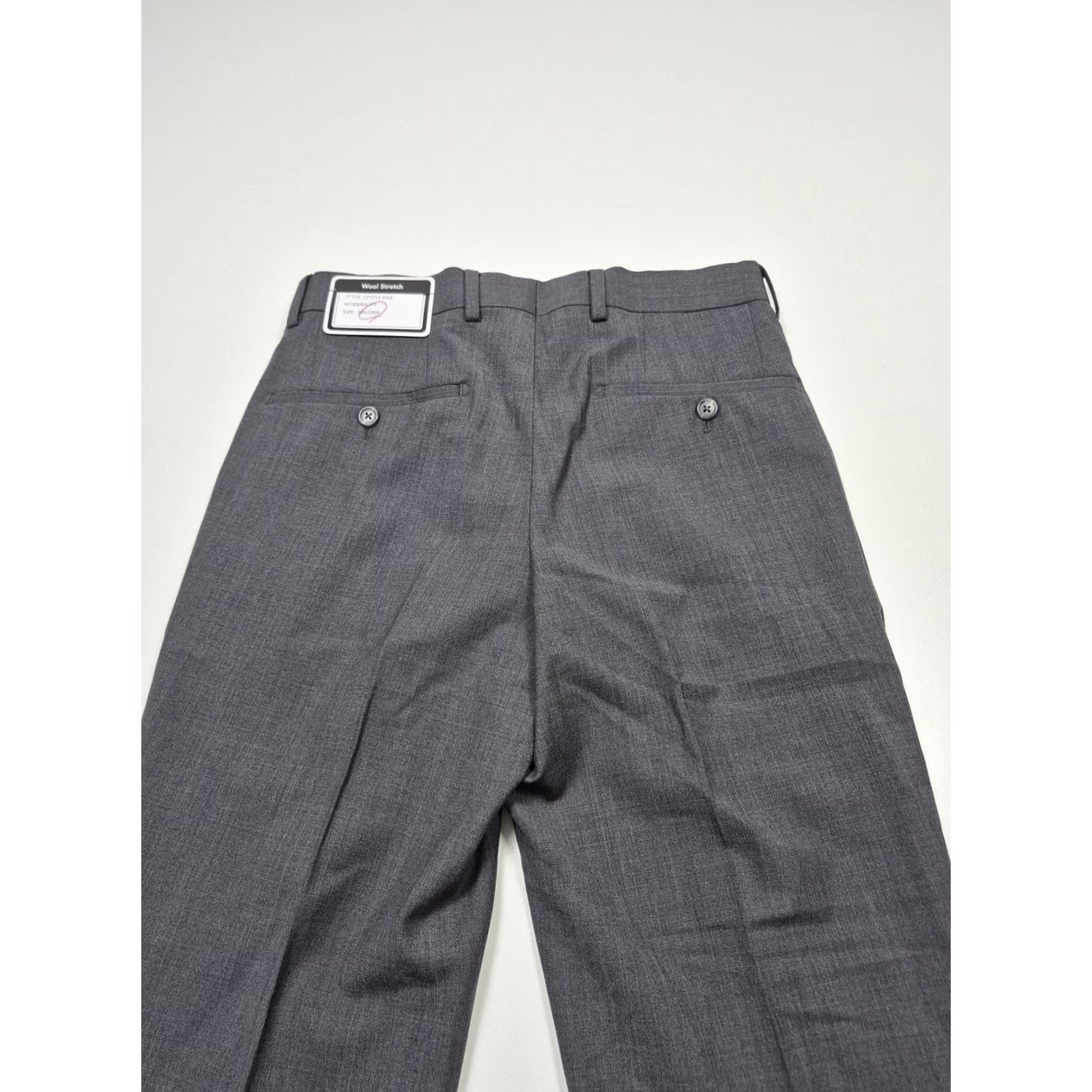 Vintage Giles & Jasper Dress Pants Mens 28x34 Gray Wool Stretch Flat Front Unhemmed NWT Size US 28 / EU 44 - 6 Thumbnail
