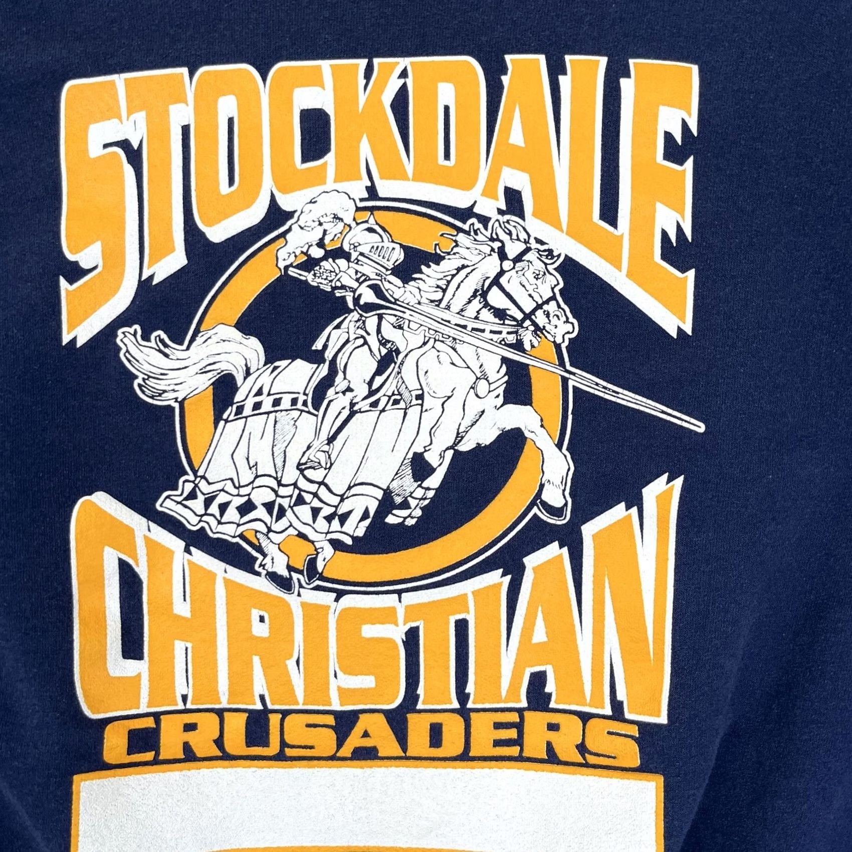 Jerzees VINTAGE Stockdale Christian Crusaders Sweatshirt Mens L Blue Graphic Print Jerzees NuBlend Crew Neck Pullover Size US L / EU 52-54 / 3 - 2 Thumbnail