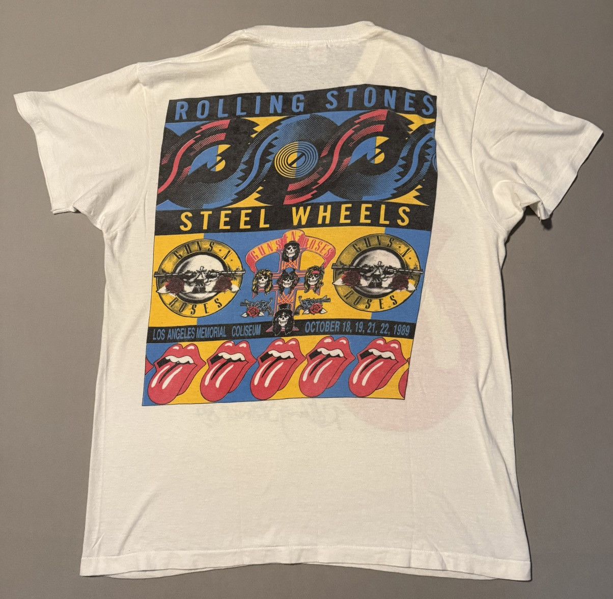 The Rolling Stones Vintage Rolling Stones Guns & Roses Steel Wheels ‘89 T-Shirt Size US XL / EU 56 / 4 - 6 Thumbnail