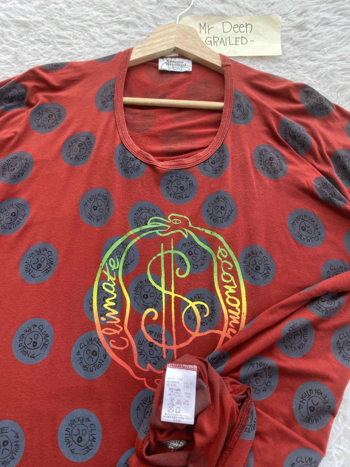Vivienne Westwood Rare Vivienne Westwood Climate Change Evolution Tshirt Size L / US 10 / IT 46 - 16 Thumbnail