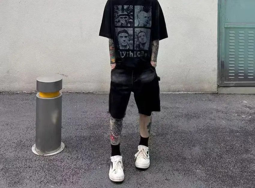 Designer × Japanese Brand Faded Washed Spliced Lumberjack Outfit Denim Shorts Size US 33 - 2 Thumbnail