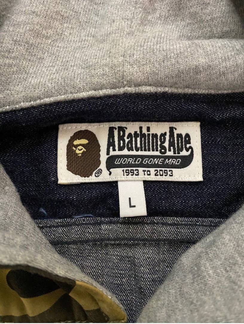 Bape ♦️Denim Shark Shirt Button Ups (Hoodie) Size US L / EU 52-54 / 3 - 8 Thumbnail