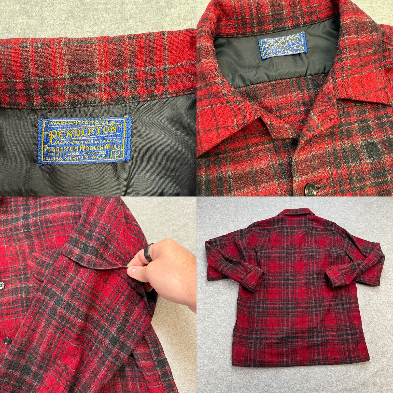 Pendleton VINTAGE Pendleton Board Shirt Mens Medium Red Plaid Wool Thread Collar USA Made Size US M / EU 48-50 / 2 - 8 Thumbnail