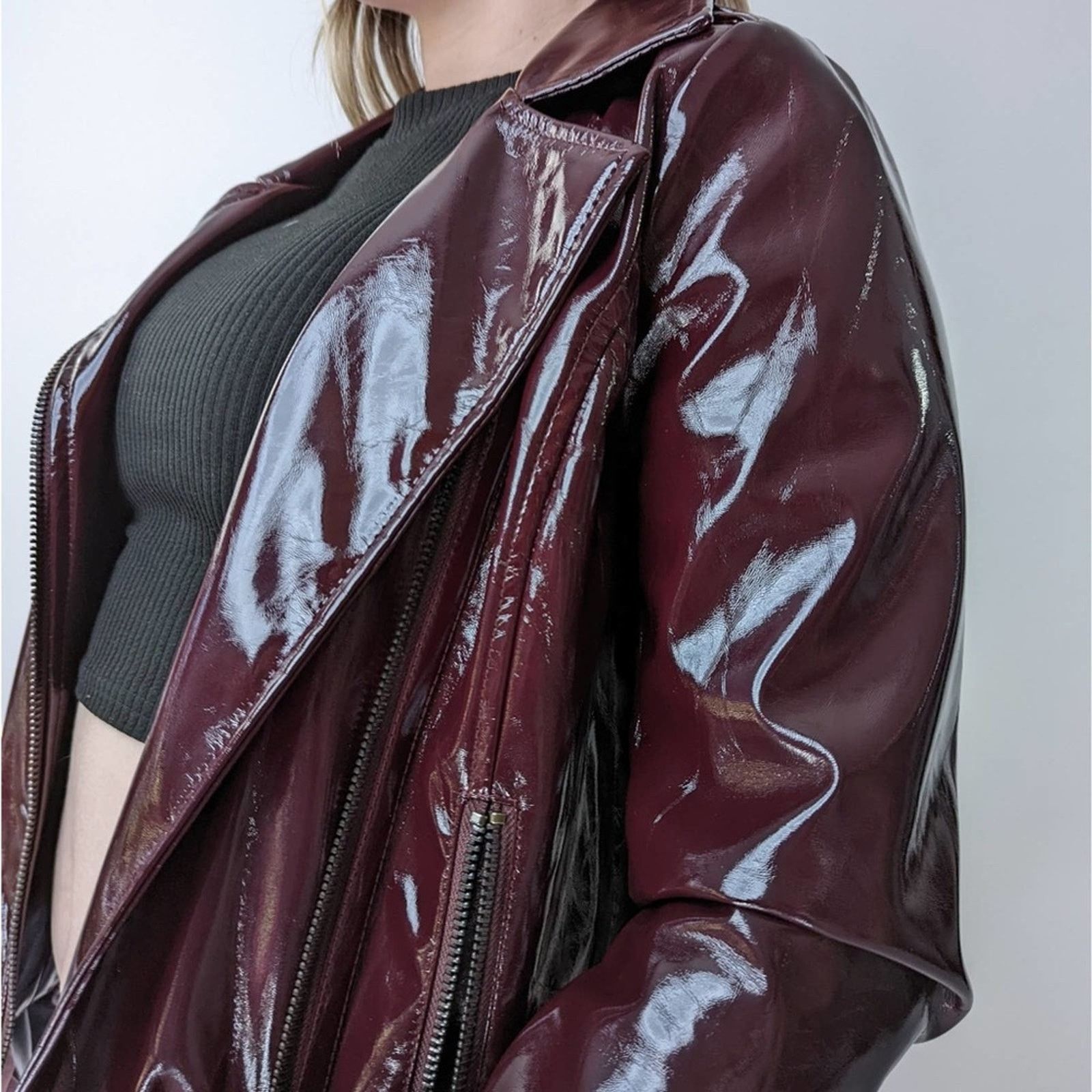 Vintage Bagatelle Heritage Shiny Maroon Double Breast Bomber Jacket Size S / US 4 / IT 40 - 8 Thumbnail