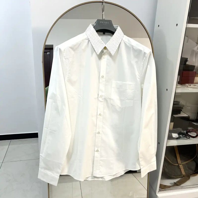 Versace Versace White Cotton Long Sleeve Shirt for Men 0089 Size US L / EU 52-54 / 3 - 1 Thumbnail