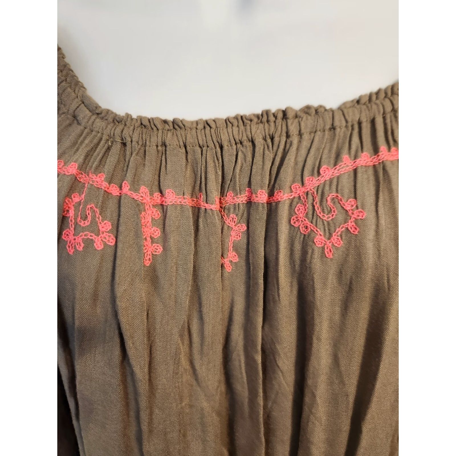 Bell Lagaci Cover Up Top Gray 3/4 Bell Sleeve Beaded Embroidered Round Neck Bohemian Hippie M Womens Size M / US 6-8 / IT 42-44 - 2 Thumbnail