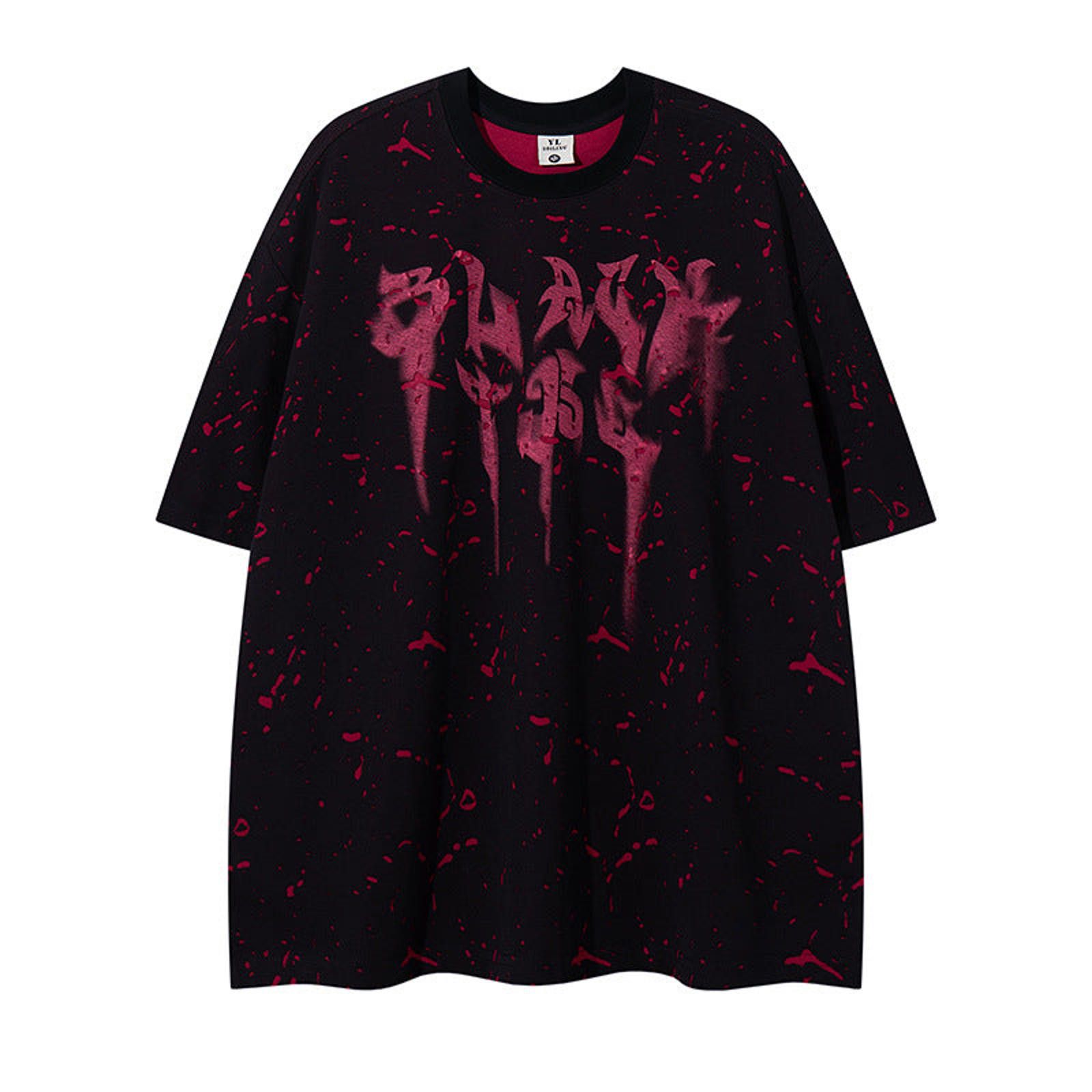 Japanese Brand Graffiti Black Oversized Graphic T-Shirt, Splatter Print Tee Size US M / EU 48-50 / 2 - 1 Thumbnail