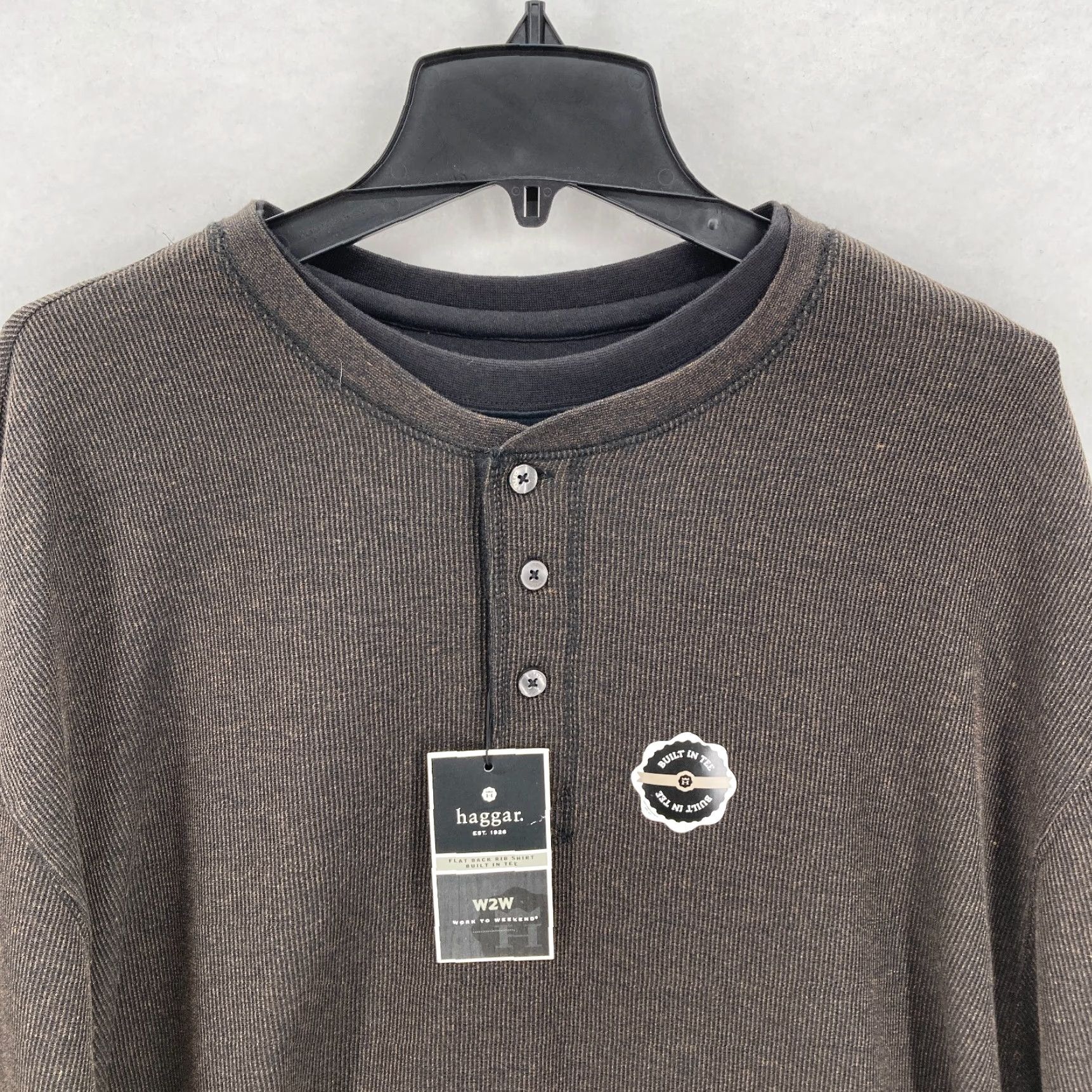Haggar Haggar Work 2 Weekend Henley Long Sleeve T-Shirt Mens 3XL Brown NWT Long Sleeve Hoodie? Size US XXL / EU 58 / 5 - 2 Thumbnail