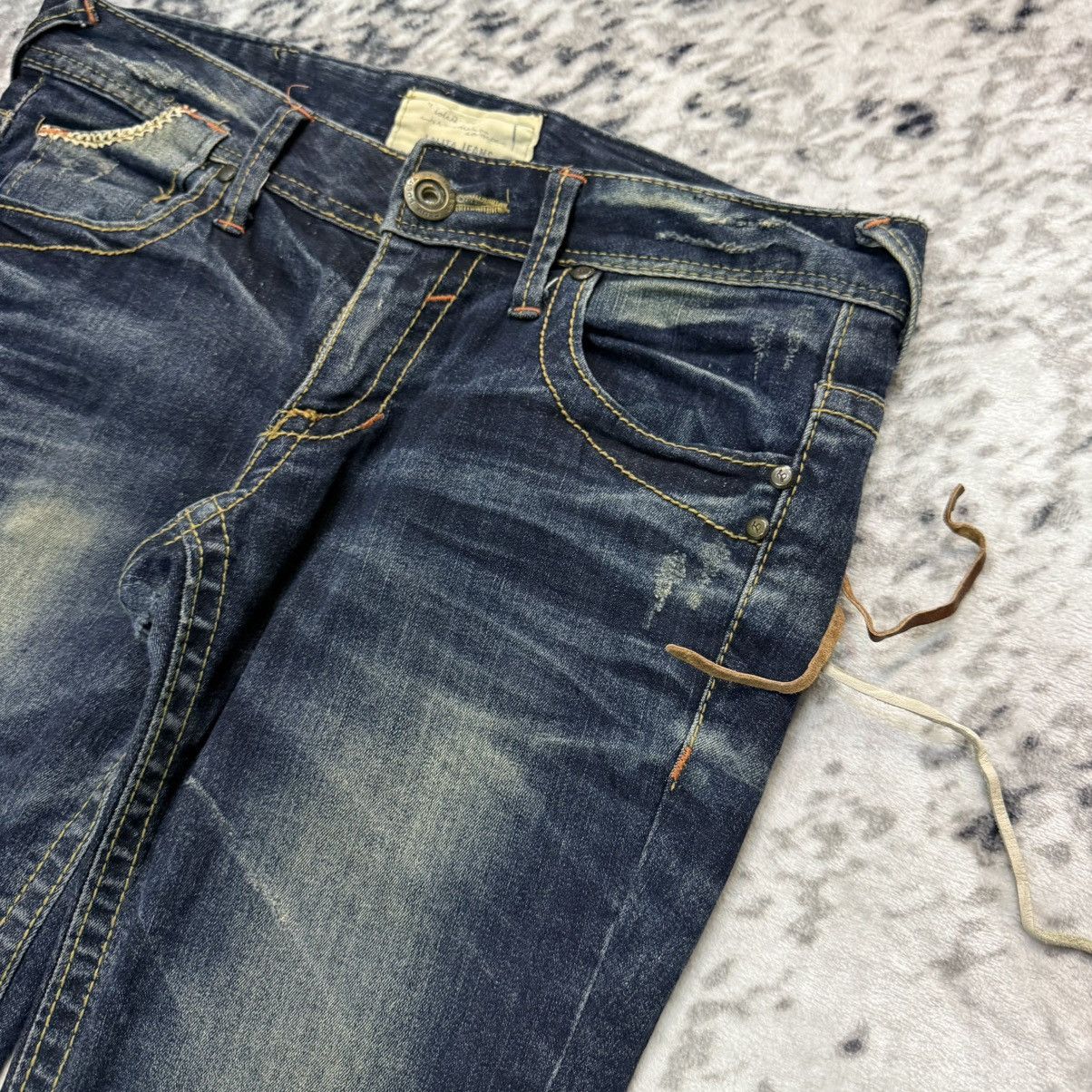 Beauty Beast Lolita Japan Claw Mark Fade Mud Wash Stacked Jeans Size 29" - 9 Thumbnail