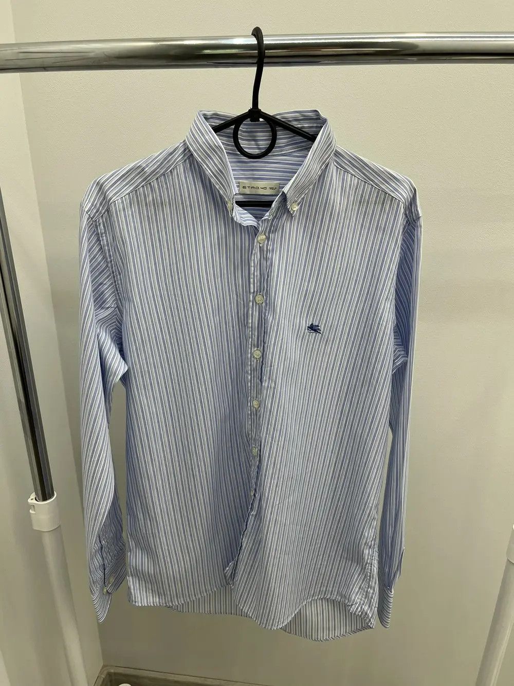 Etro Etro Cotton Stiped Embroidered Logo Button Up Shirt Size US M / EU 48-50 / 2 - 1 Thumbnail