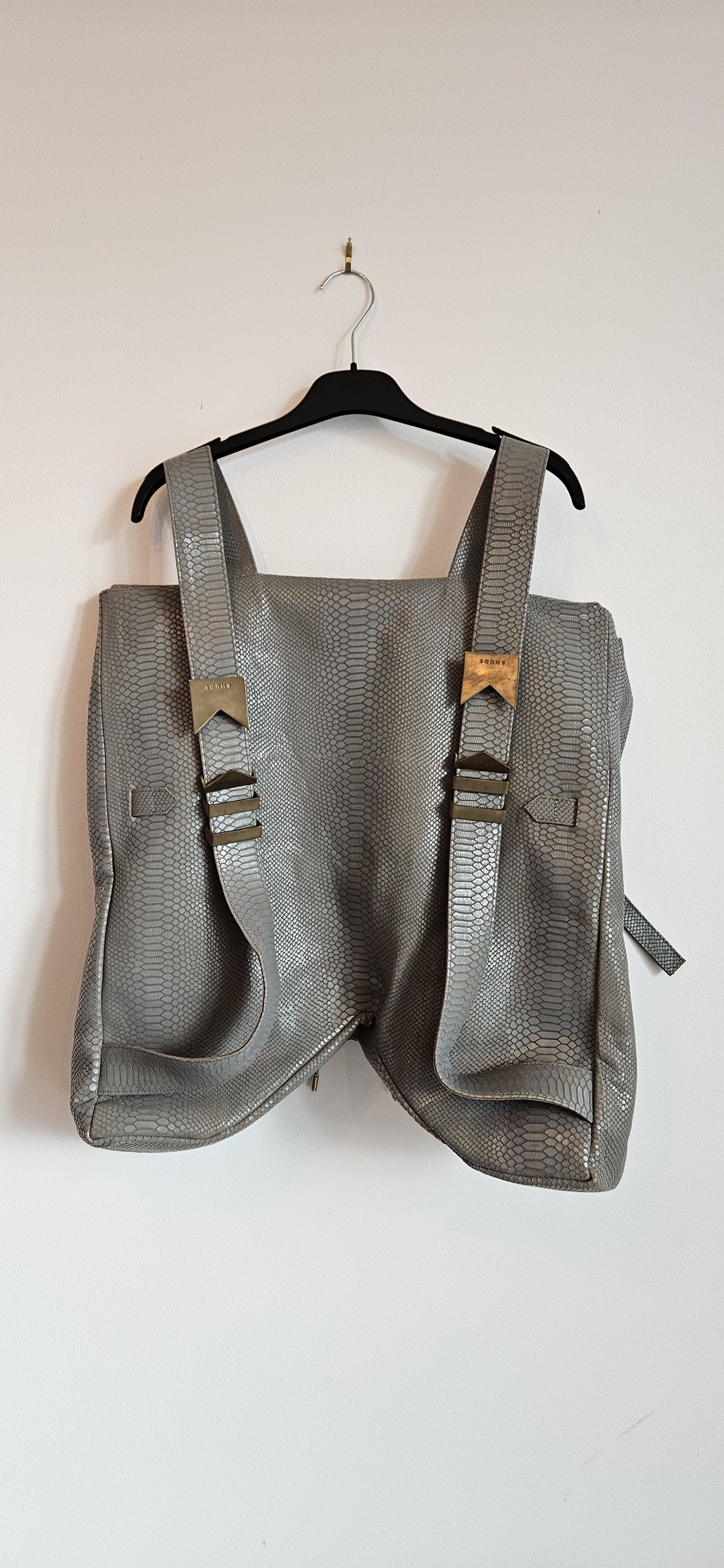Rhude One-Off AW20 Grey Jumbo Leather Backpack Size ONE SIZE - 5 Thumbnail