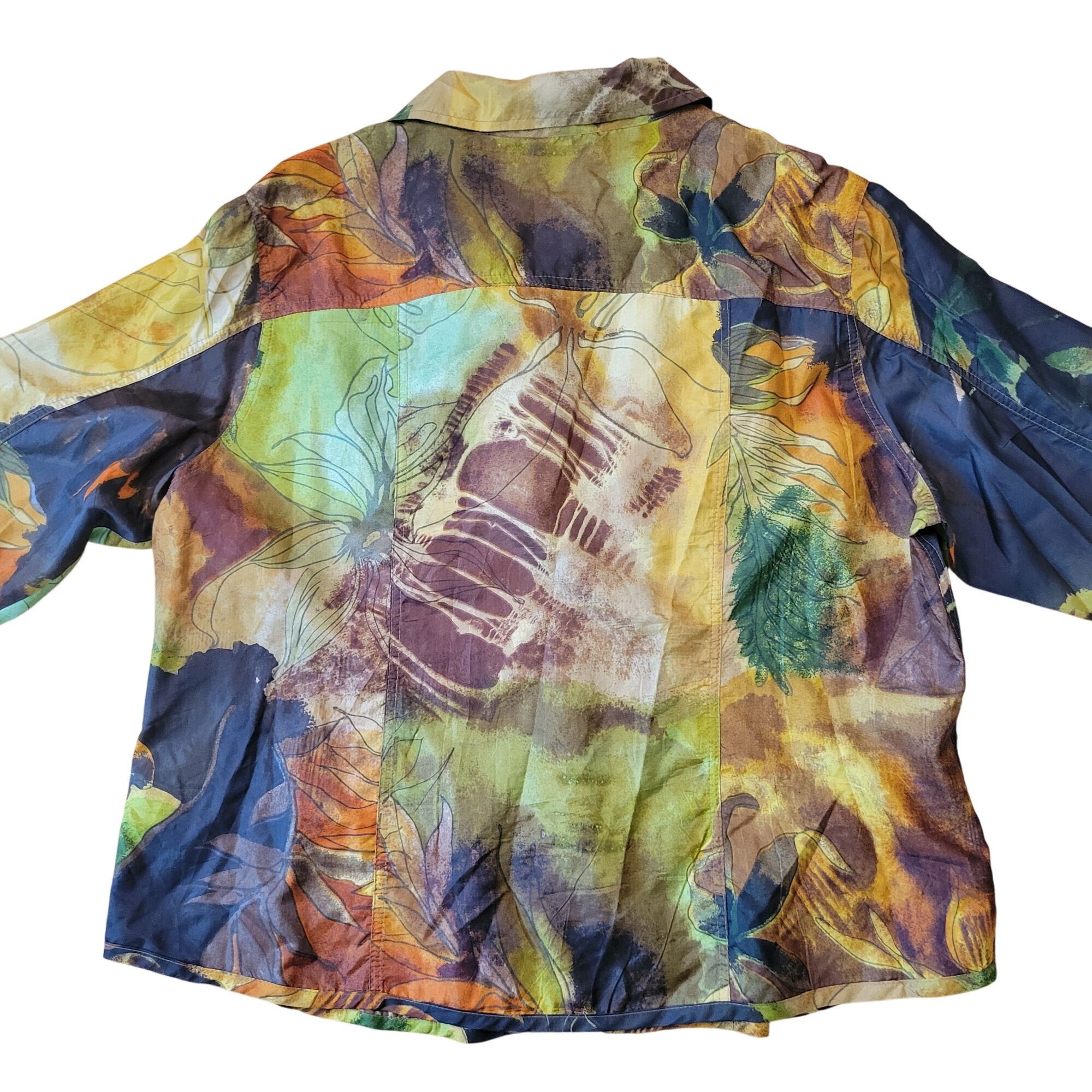 Chicos Chicos 3 Silk Button Up Blouse XL 16 Fall Leaves Autumn Ligh Size XL / US 12-14 / IT 48-50 - 2 Thumbnail