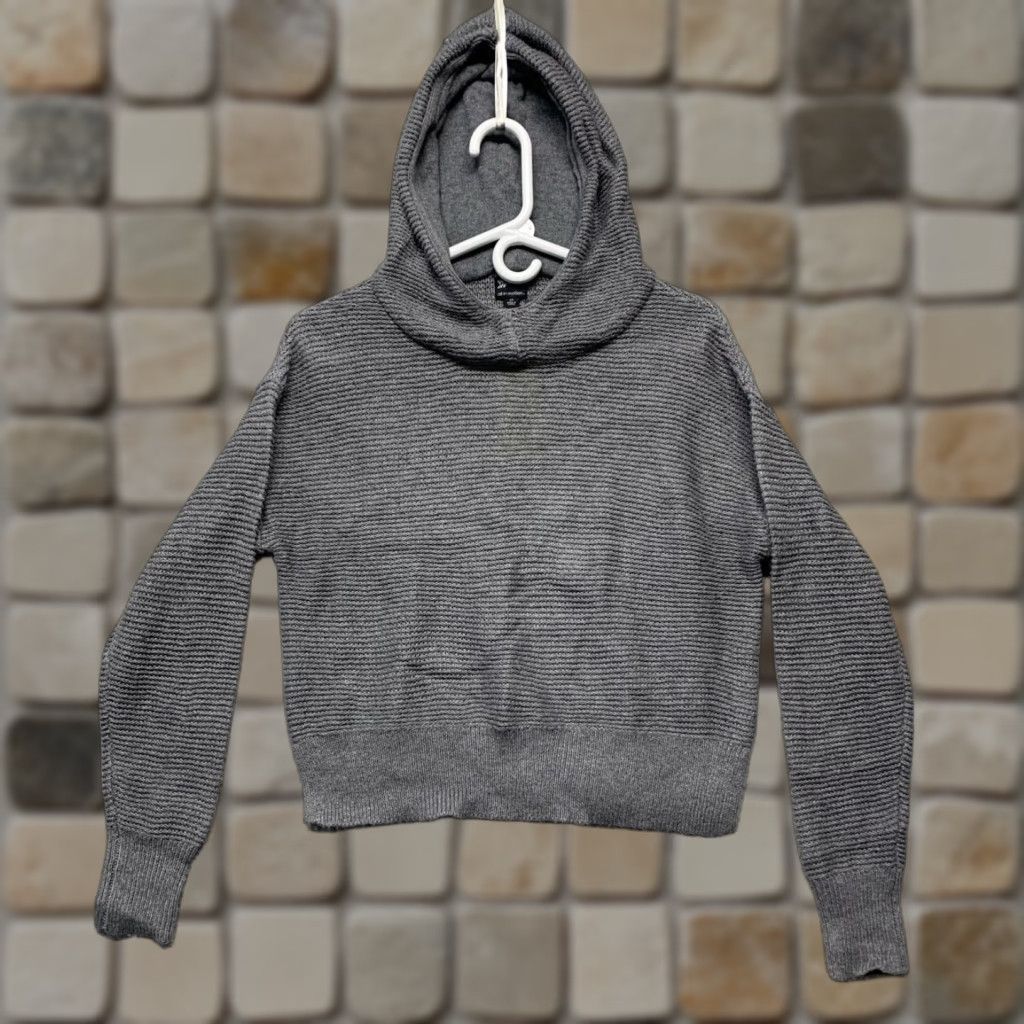 Vintage All In Motion Women's XS Hooded Pullover Sweater Cropped Gray 3” Side Slits Hooded Pullover Size XS / US 0-2 / IT 36-38 - 1 Thumbnail