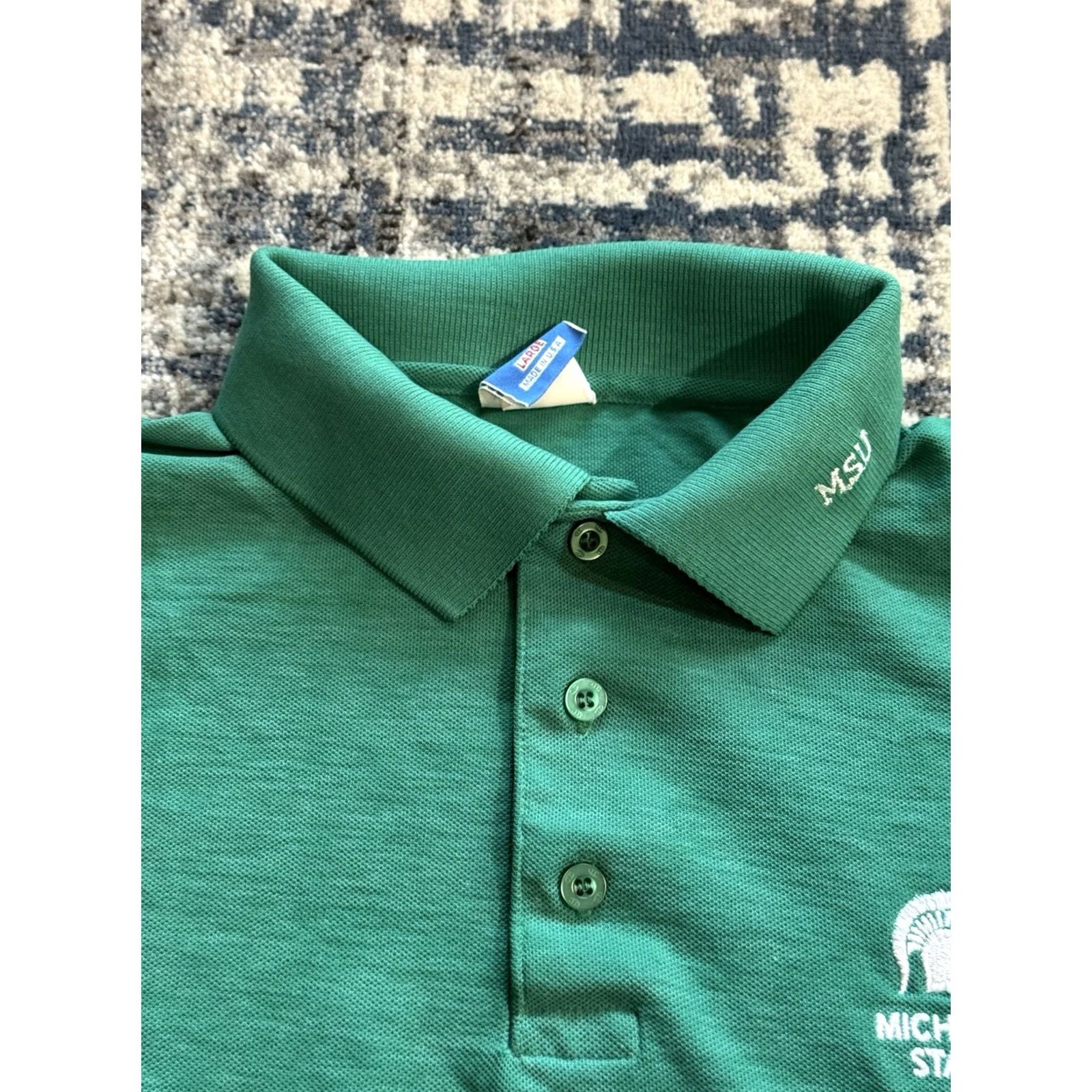 Champion VINTAGE Champion 80s Polo Shirt L Green MSU Spartans Bogart’s Lounge Gentlemen’s Club Mens Size US L / EU 52-54 / 3 - 6 Thumbnail