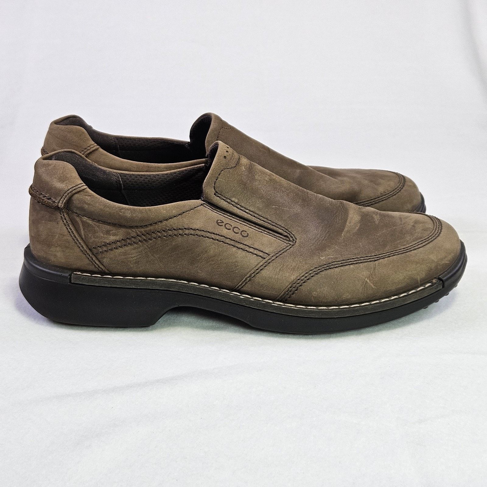 Ecco ECCO Fusion Loafer Apron Toe Slip On Nubuck Leather Mocs Size US 14 / EU 47 - 5 Thumbnail