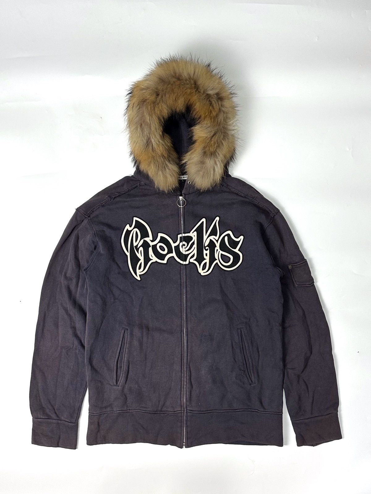 image of Fur Ziphoodie Ozone Rocks Hysteric Glamour in Navy, Men's (Size Large)