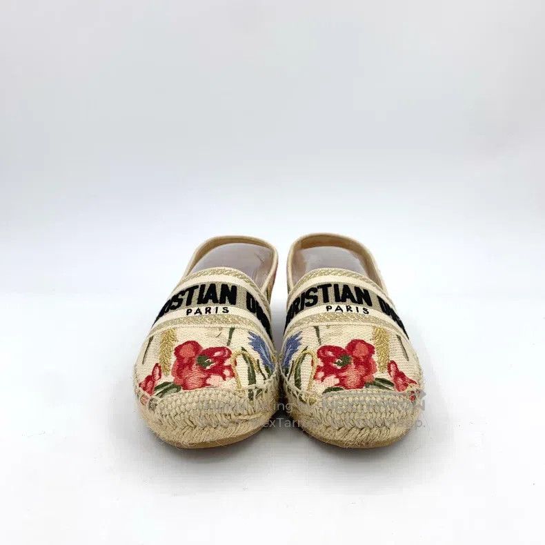 Dior Dior Beige floral letter embroidery fabric one-pedal fishe Size US 6.5 / IT 36.5 - 3 Thumbnail