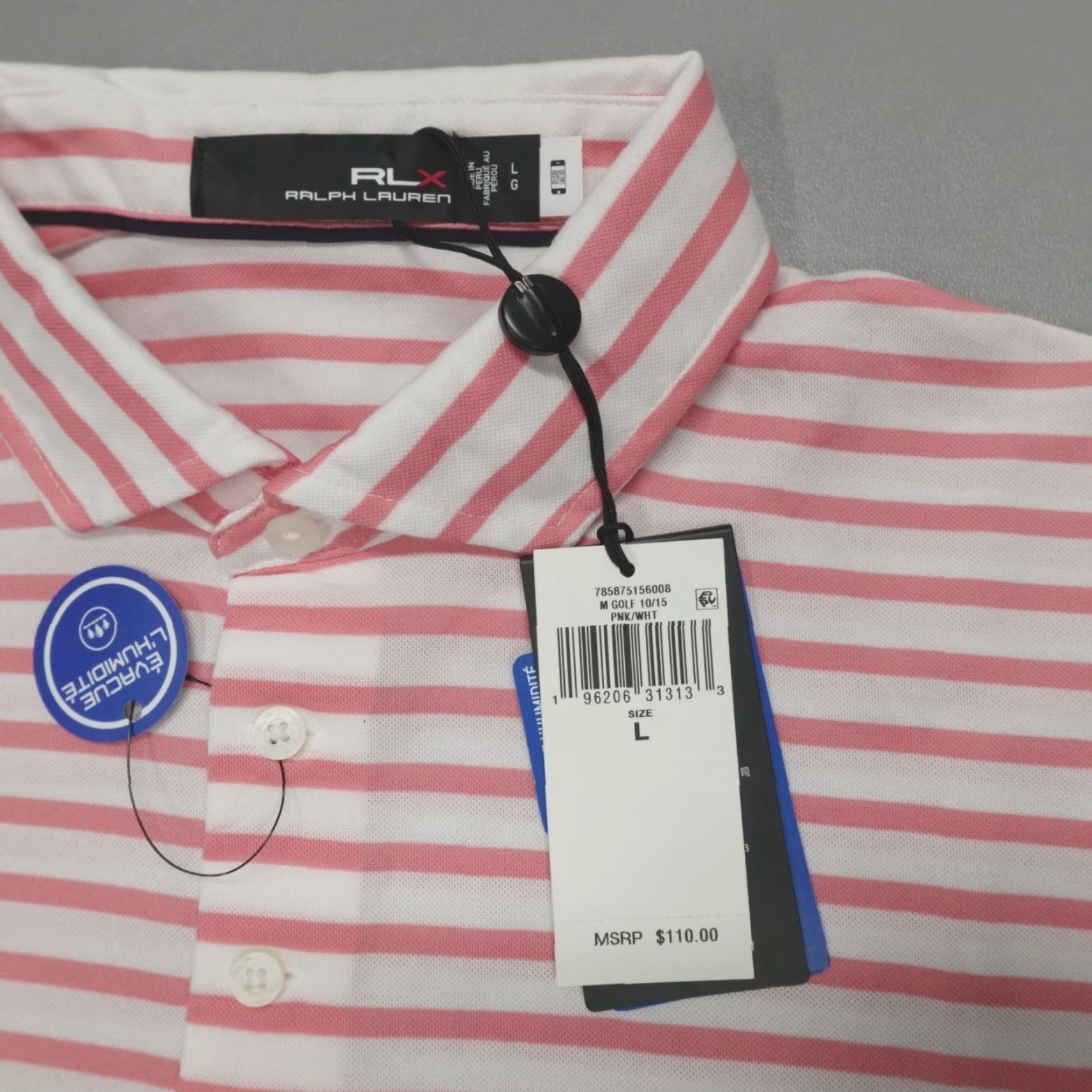 Ralph Lauren Ralph Lauren RLX Performance Golf Polo Shirt L Striped Wicking Lightweight Pink/White Men's Polo Shirt Shirt Mens Polo Shirt Size US L / EU 52-54 / 3 - 3 Thumbnail