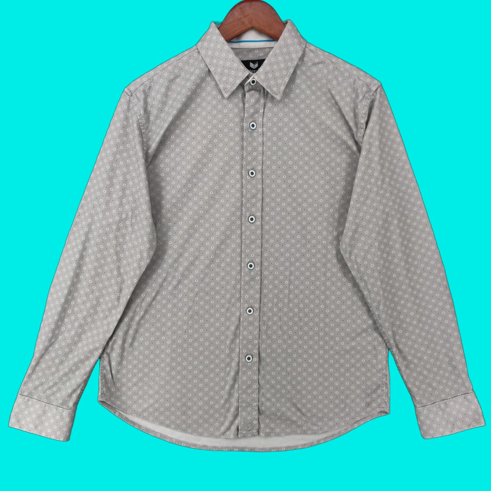 Vintage Buttercloth Mens Medium Beige Geometric Long Sleeve Regular Button Up Shirt Size US M / EU 48-50 / 2 - 1 Thumbnail