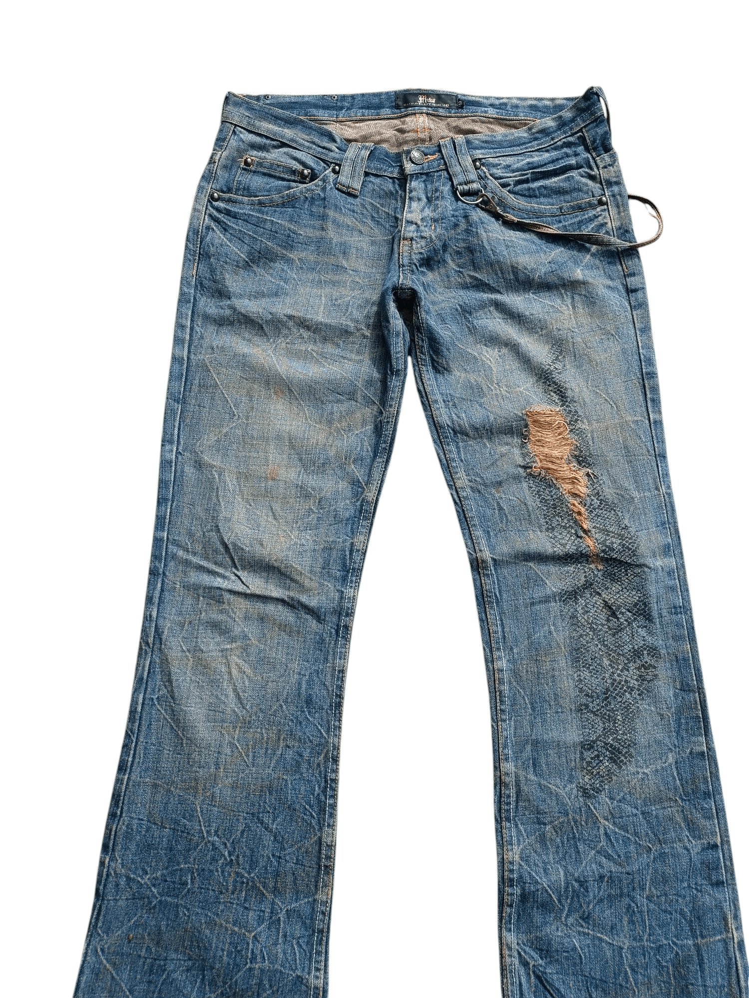 Japanese Brand FLARED Midas Japanese Machiavel Distressed Whiskers Jeans Size US 32 / EU 48 - 21 Thumbnail