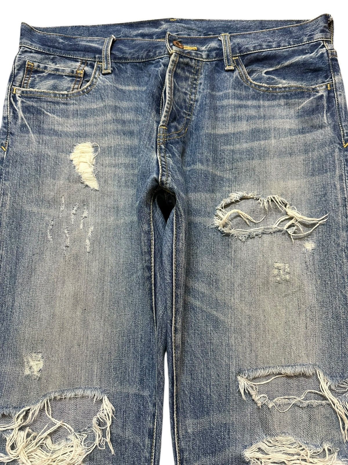 14th Addiction Vintage Japanese Brand Blue Faded Wash Distressed Jeans Size US 34 / EU 50 - 3 Thumbnail