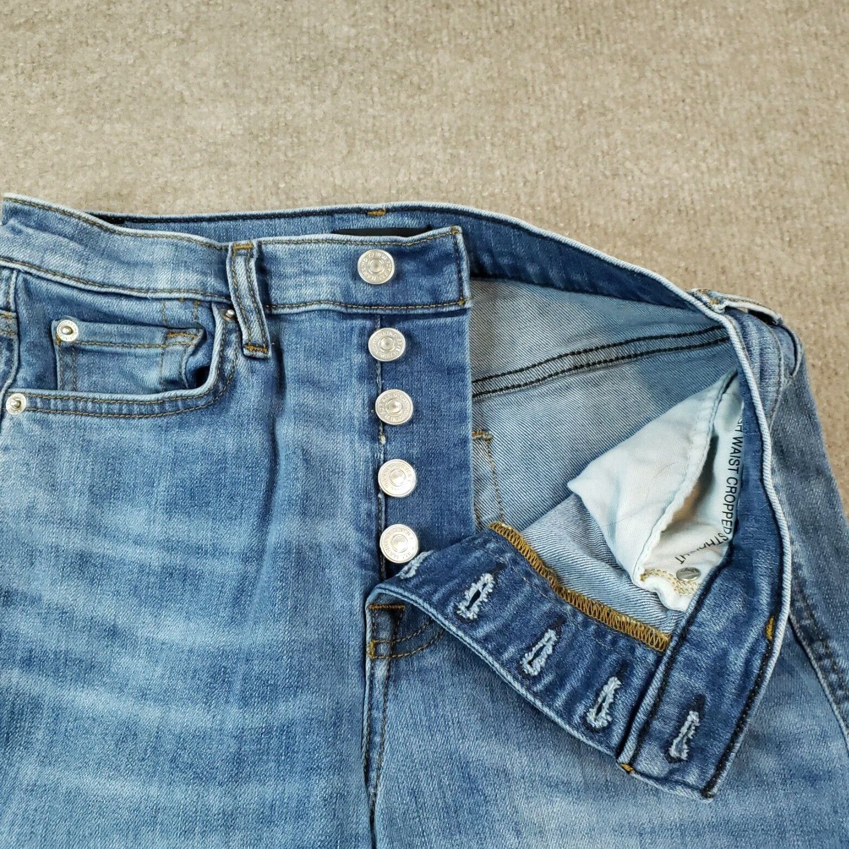 7 For All Mankind 7 For All Mankind Womens High Waist Cropped Straight Blue Jeans 26x26 Button Fly Size 26" / US 2 / IT 38 - 6 Thumbnail