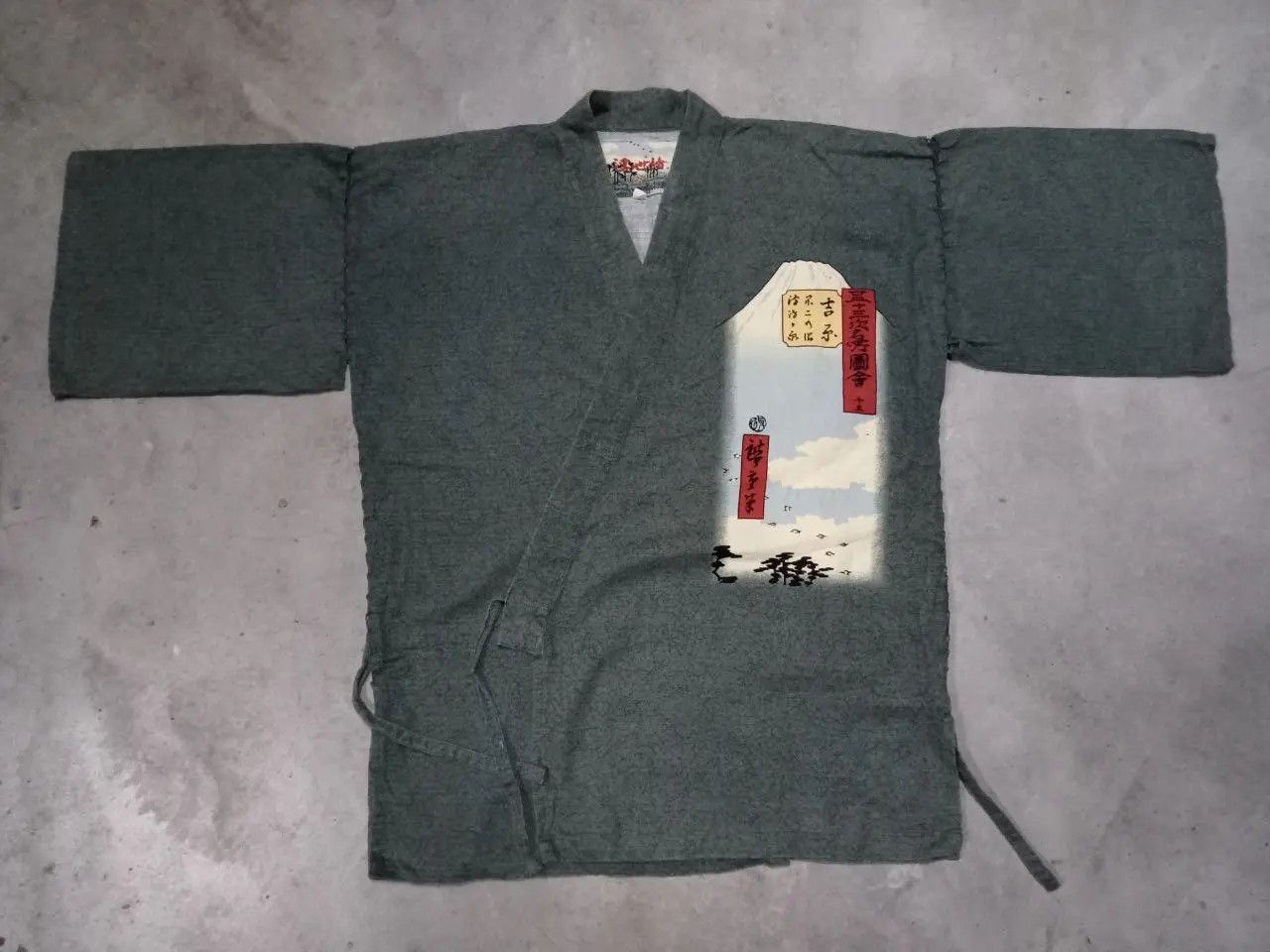 Vintage Japanese-Style Embroidery Noragi Jacket Landscape Back Panel Size US L / EU 52-54 / 3 - 4 Thumbnail