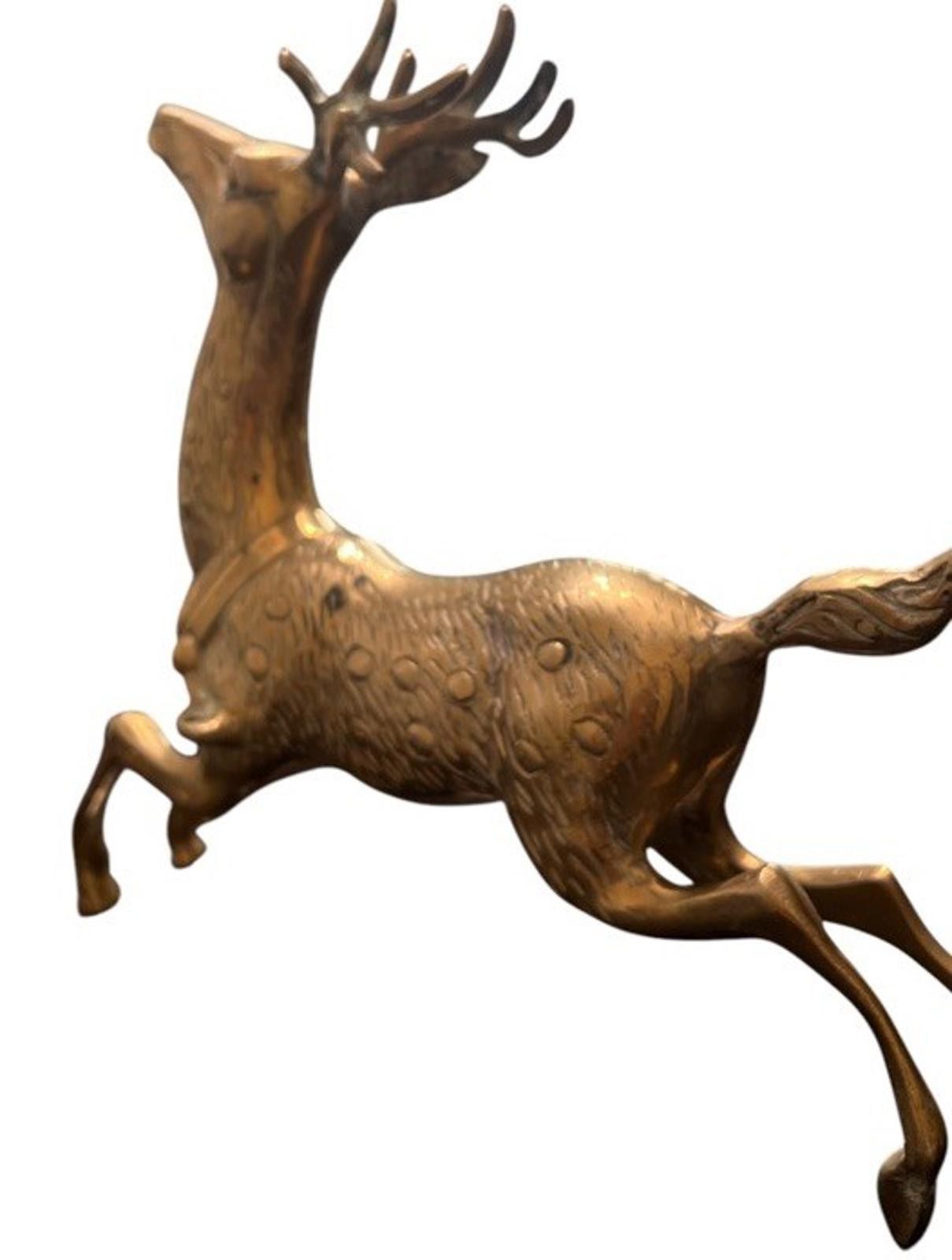 Designer Large Solid Brass Reindeer and Sleigh Holiday Decor Size ONE SIZE - 6 Thumbnail