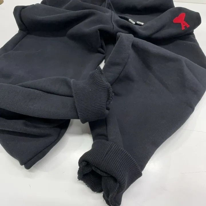 AMI AMIPARIS SS23 Black Knit Joggers with Heart Embroidery -250 Size US 26 / EU 42 - 8 Thumbnail