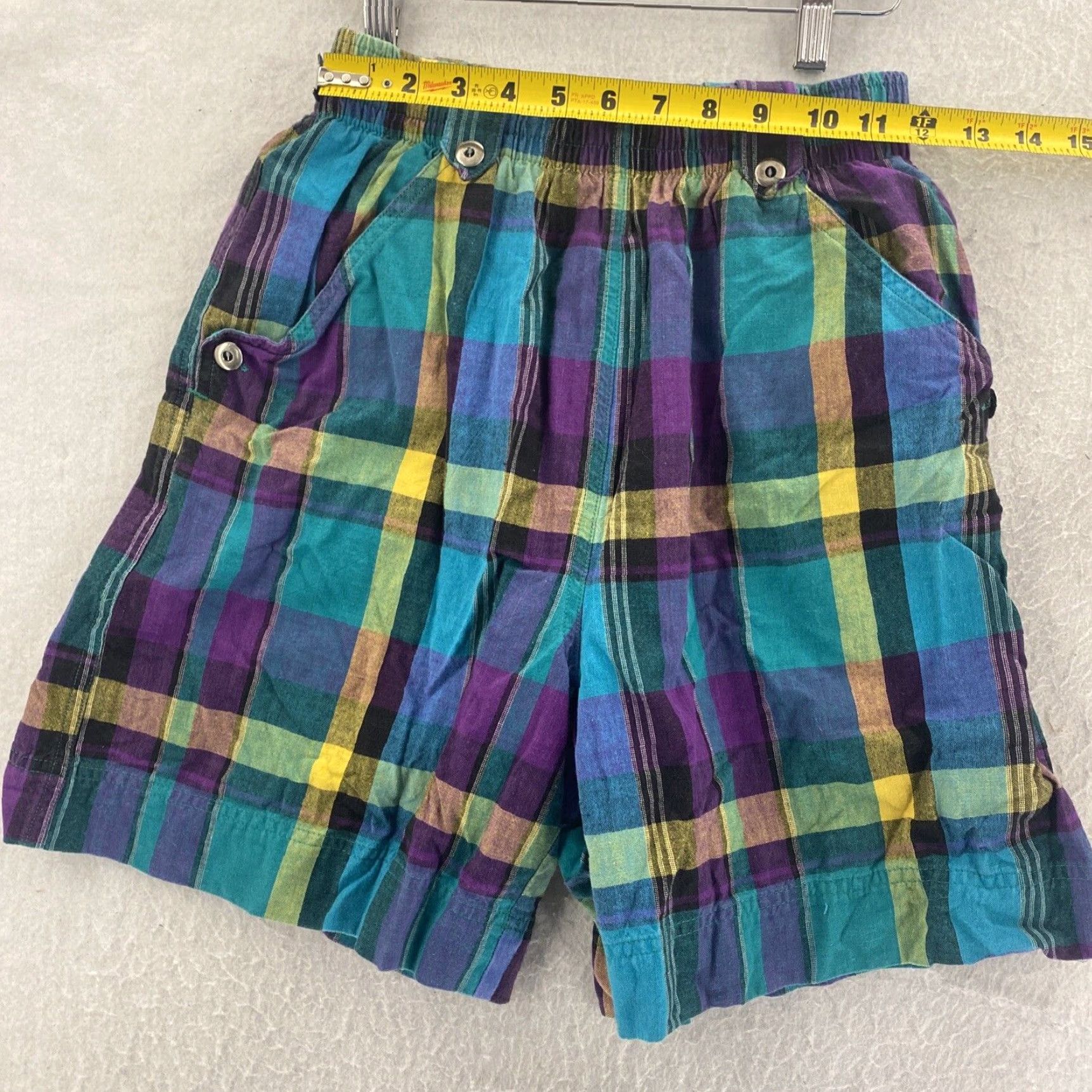 Vintage VINTAGE Hunt Club 90s High Rise Purple Plaid Mom Shorts Womens Medium Size 32" / US 10 / IT 46 - 2 Thumbnail