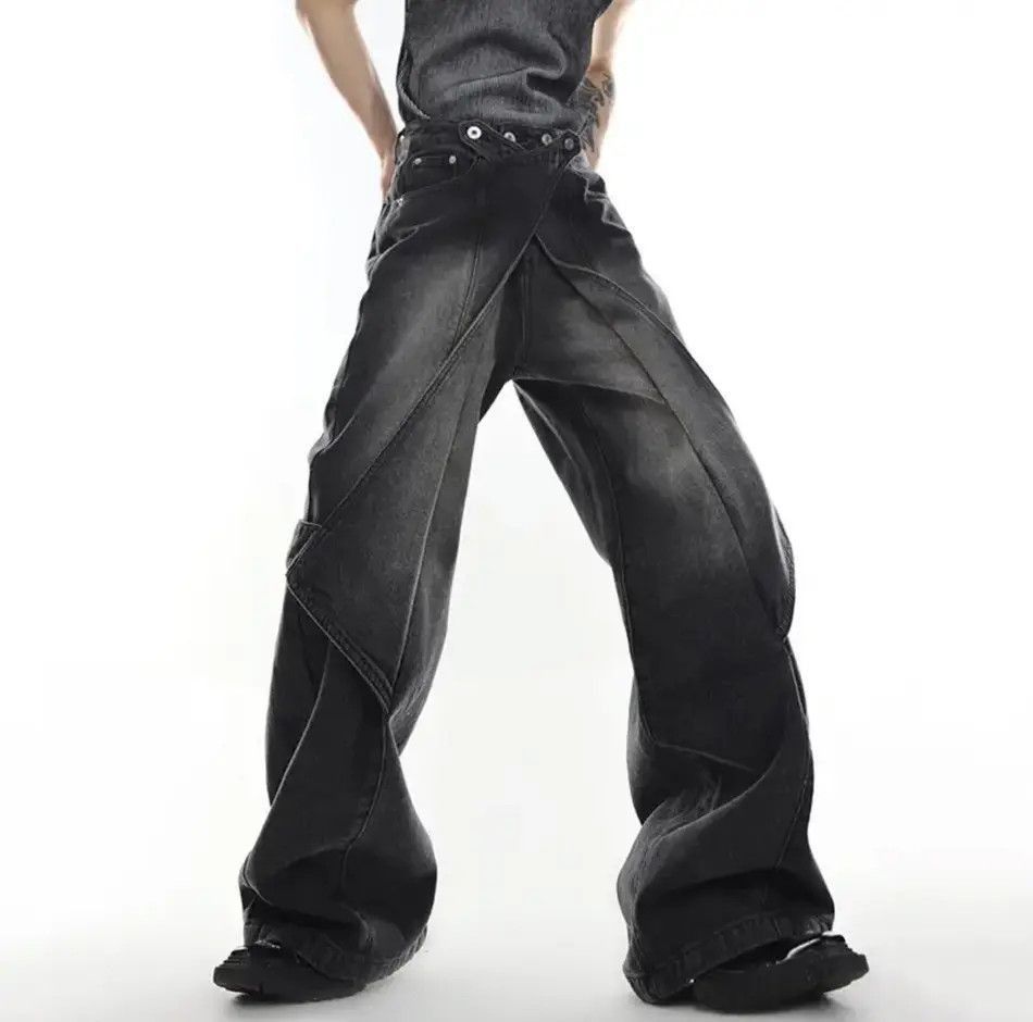 Japanese Brand Deconstruct Wide Leg Washed Jeans Pants y2k Size US 32 / EU 48 - 4 Thumbnail