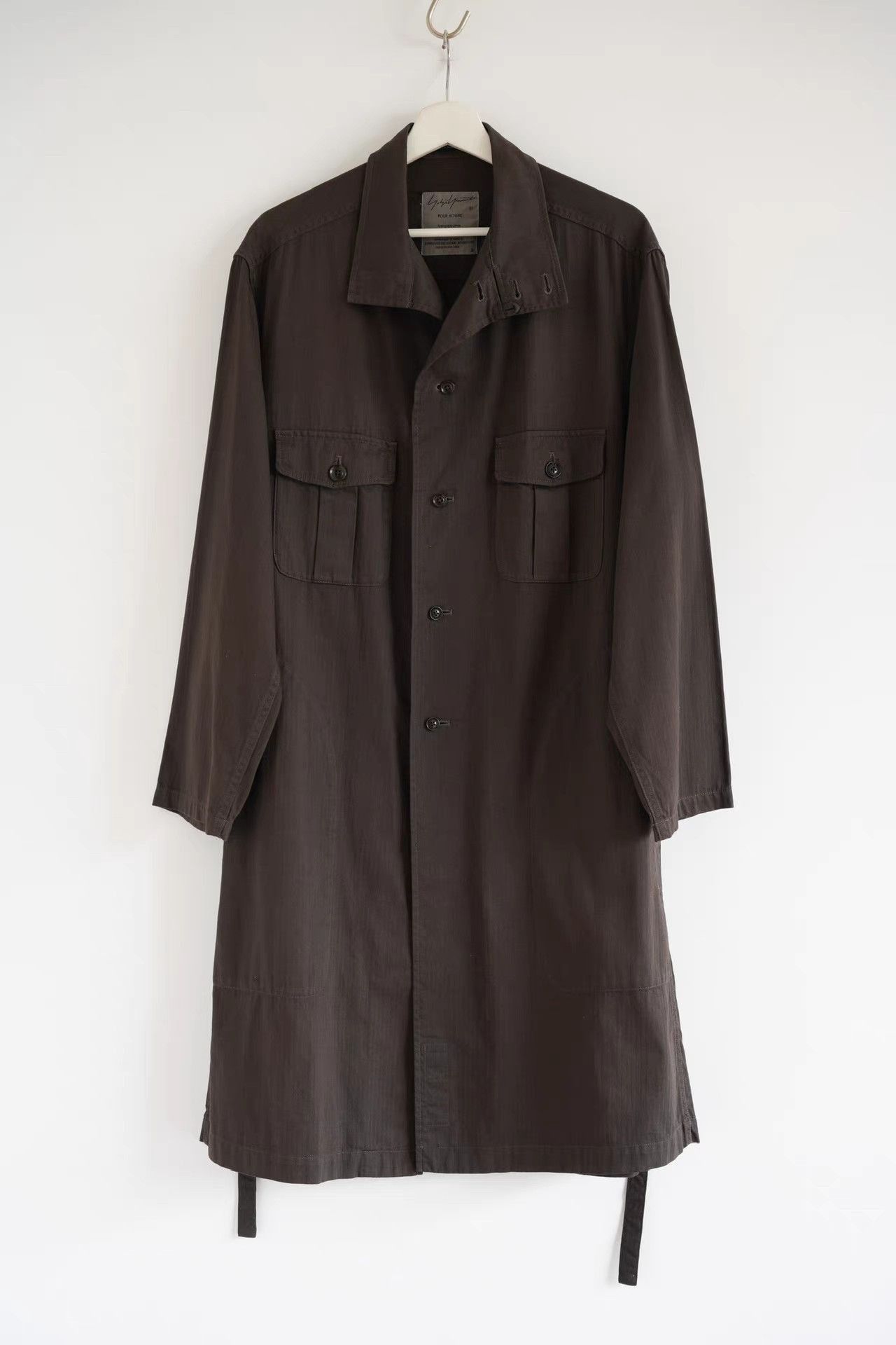 Yohji Yamamoto Brown Long Button-Front Coat Size US M / EU 48-50 / 2 - 1 Thumbnail