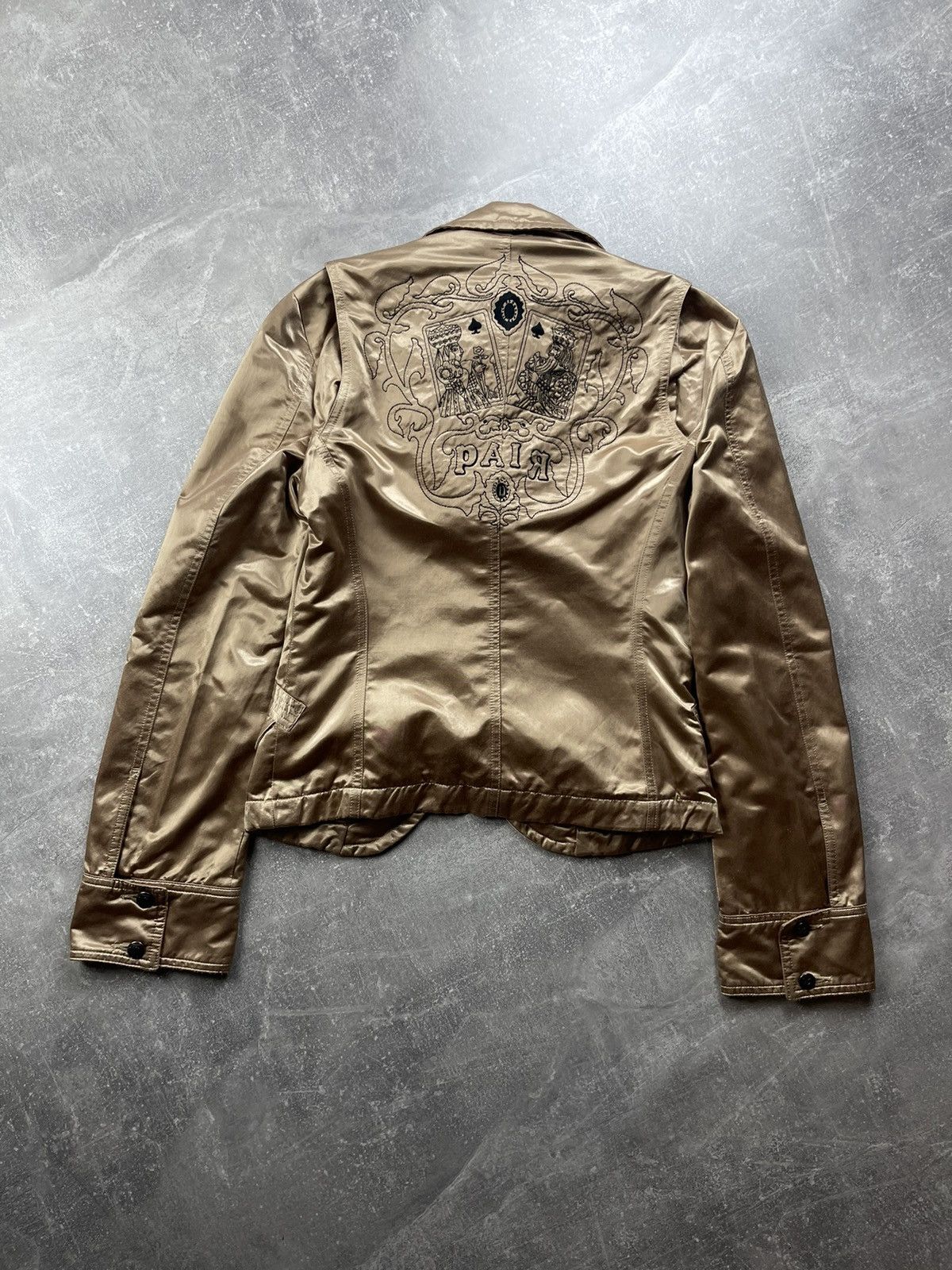 Diesel × Vintage Diesel Embroidered Satin Blazer Jacket “PAIR” Gold Size L / US 10 / IT 46 - 2 Thumbnail