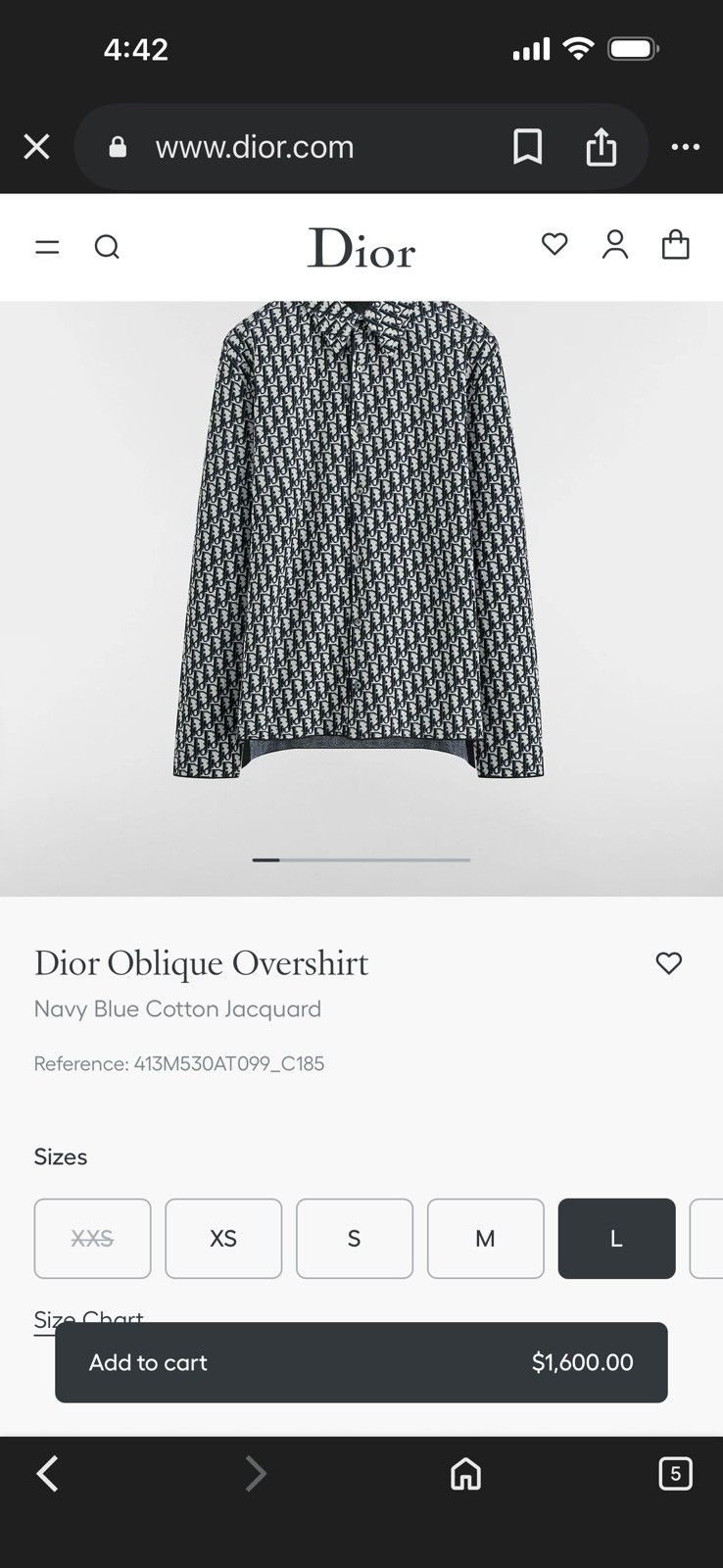 Dior Dior Oblique Overshirt Navy Blue Cotton Jacquard Size US L / EU 52-54 / 3 - 11 Thumbnail