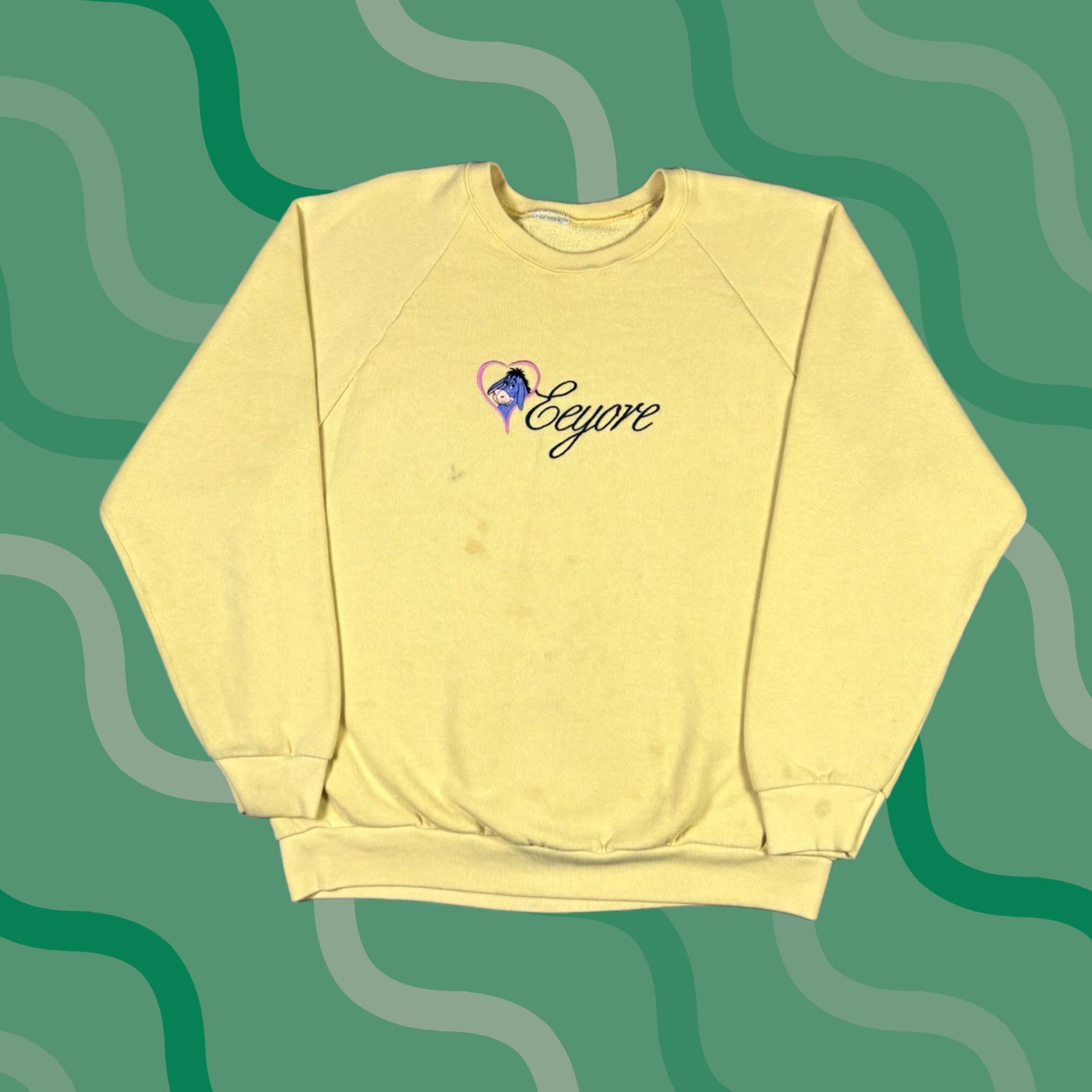 Disney VINTAGE Disney Eeyore Sweatshirt Yellow Raglan Crewneck Embroidered Women’s Large 90s Size L / US 10 / IT 46 - 1 Thumbnail